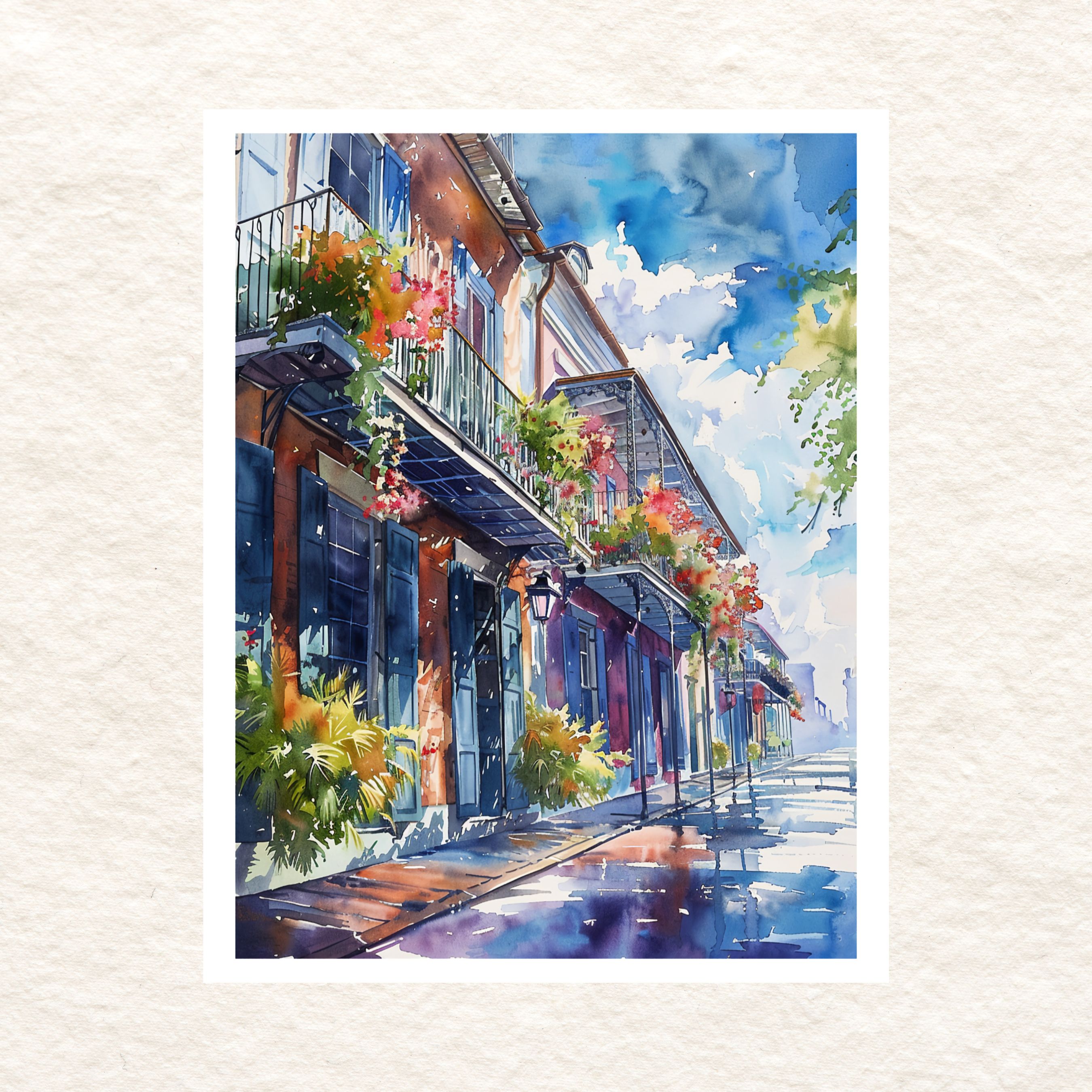 Watercolor New Orleans, Louisiana Vinyl Handmade Sticker