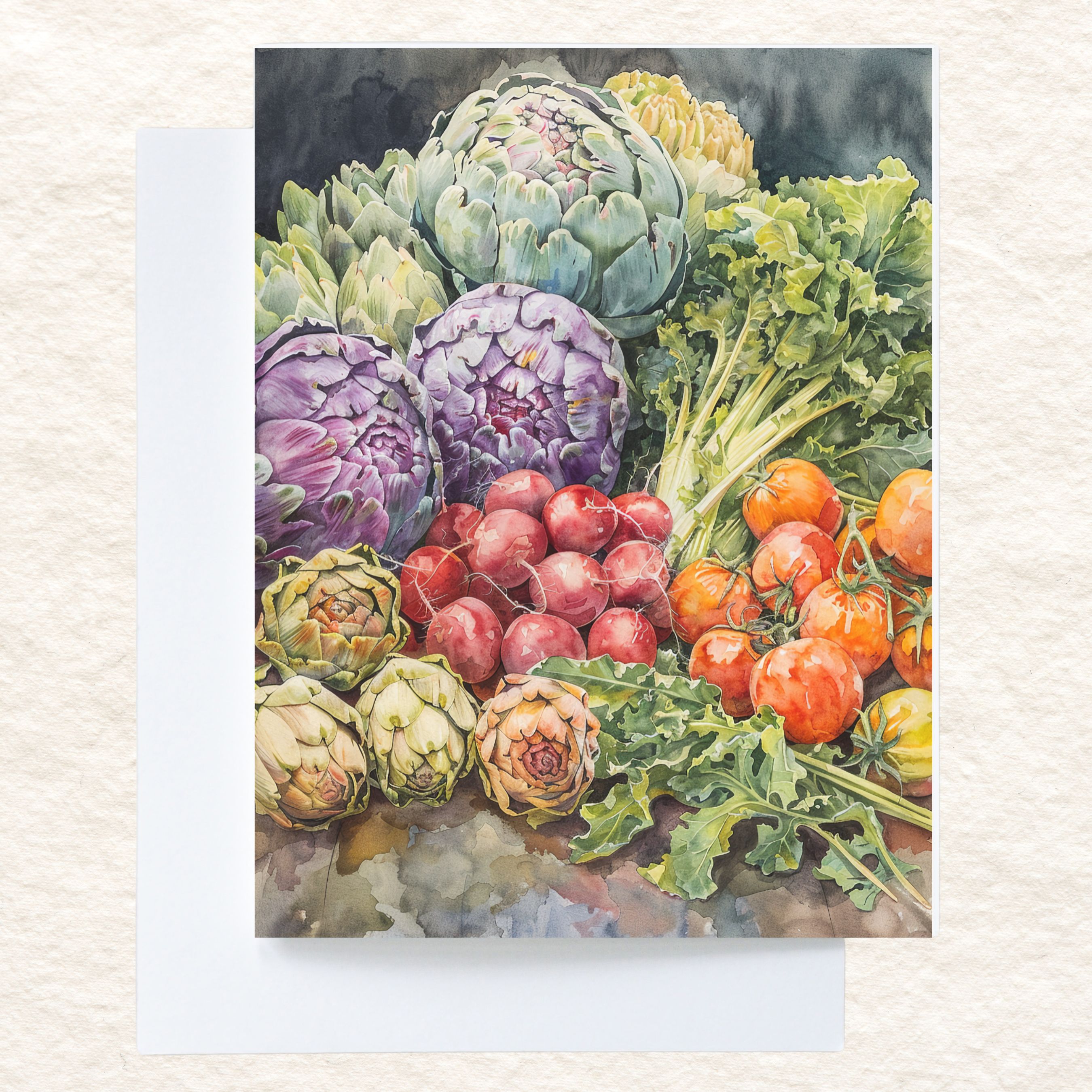 Fall Bounty Watercolor Card, Garden Harvest, Watercolor Greeting Card, Fall Garden, Note Card, Thank You, All Occasion, Birthday Card, Invitations, Handmade Card