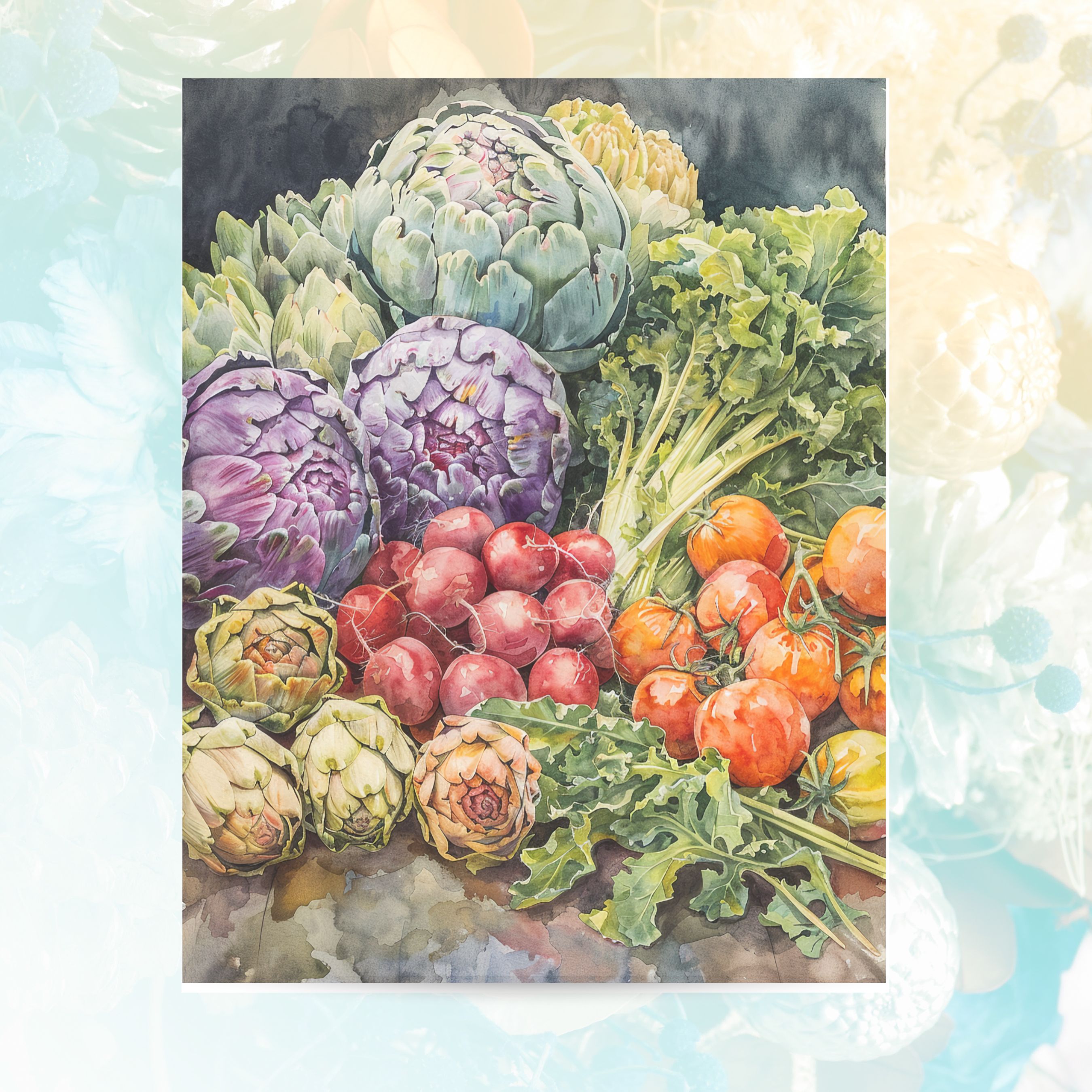 Fall Bounty Watercolor Card, Garden Harvest, Watercolor Greeting Card, Fall Garden, Note Card, Thank You, All Occasion, Birthday Card, Invitations, Handmade Card