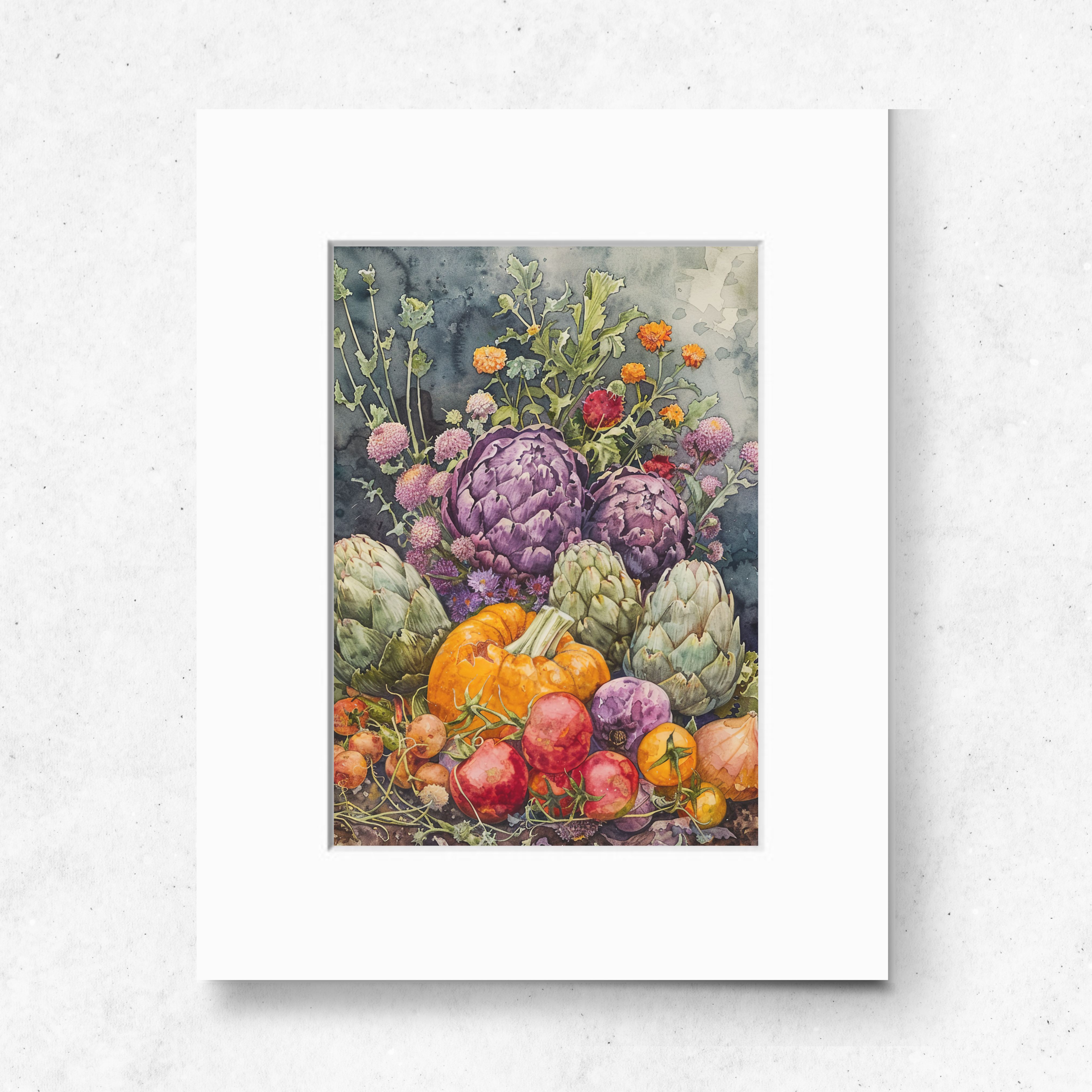Autumn Harvest Watercolor Art Print, Watercolor Gardening Painting, Original Art