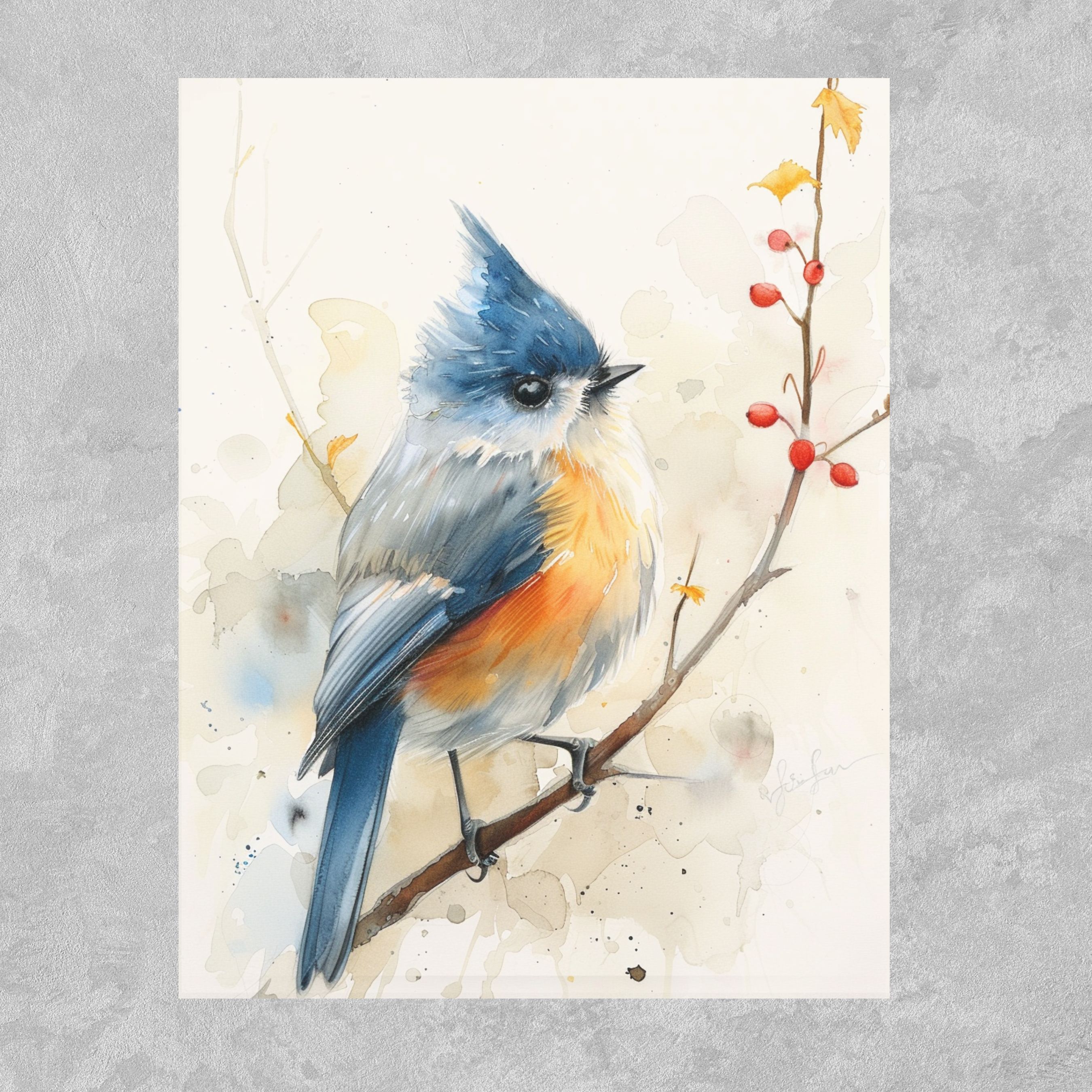Curious Little Bird Watercolor Greeting Card, Note Card Greeting, Thank You, All Occasion, Birthday Card, Invitations, Anniversary, Handmade Card