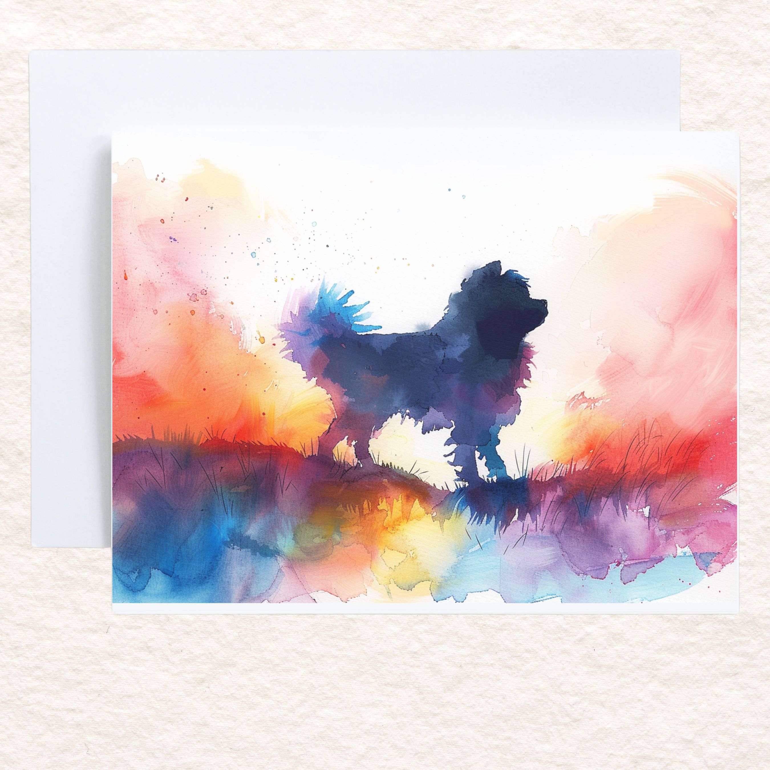 Pomeranian Rainbow Bridge Sympathy Card, Loss of Pet, Handmade Watercolor Card, Bereavement Card, Dog Owner, Condolence Card, Pet Memory, Handmade Card