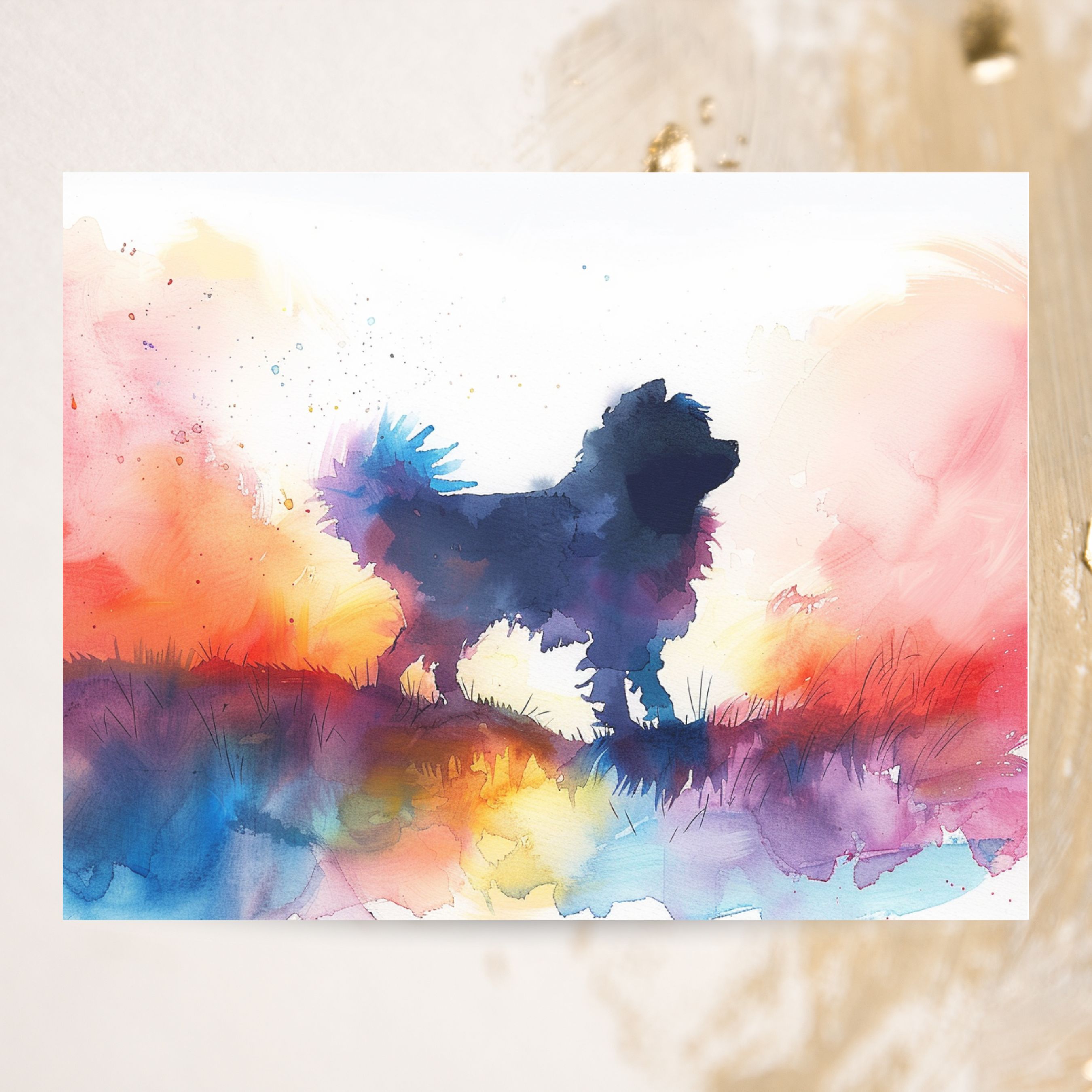 Pomeranian Rainbow Bridge Sympathy Card, Loss of Pet, Handmade Watercolor Card, Bereavement Card, Dog Owner, Condolence Card, Pet Memory, Handmade Card