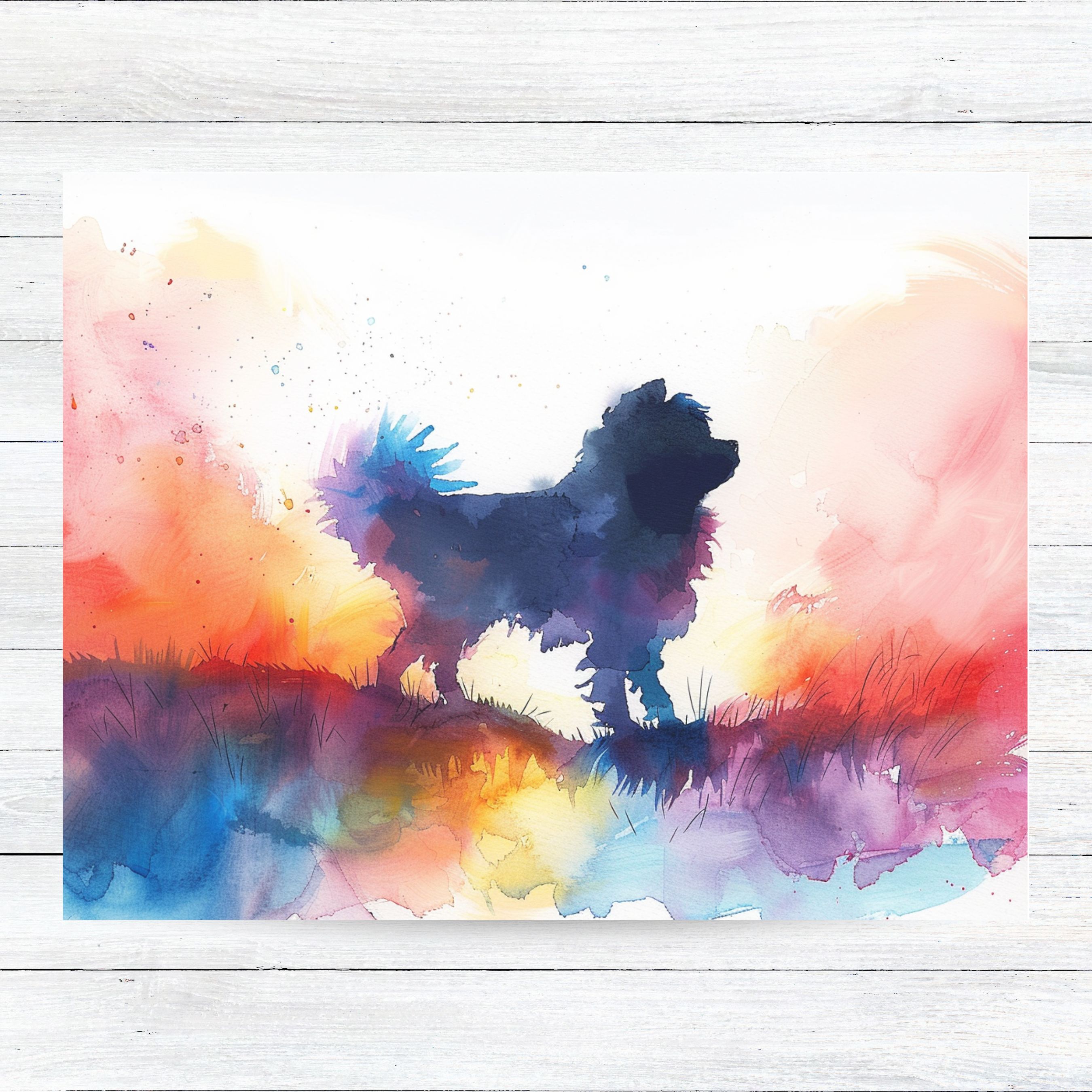 Pomeranian Rainbow Bridge Sympathy Card, Loss of Pet, Handmade Watercolor Card, Bereavement Card, Dog Owner, Condolence Card, Pet Memory, Handmade Card