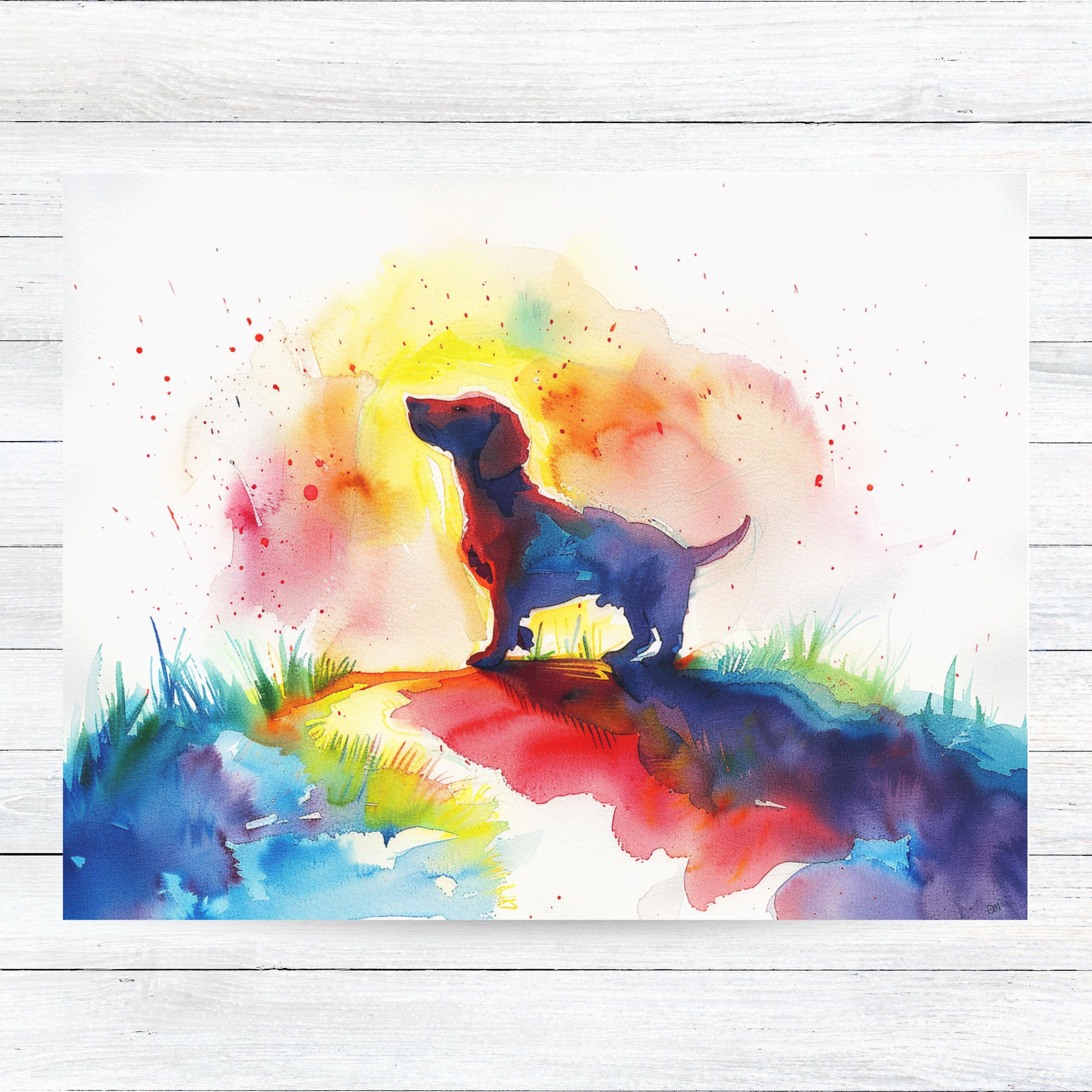 Rainbow Bridge Sympathy Card for Dachshund Lovers, Pet Loss, Bereavement, Pet Memorial, Condolence Card, Handmade Card