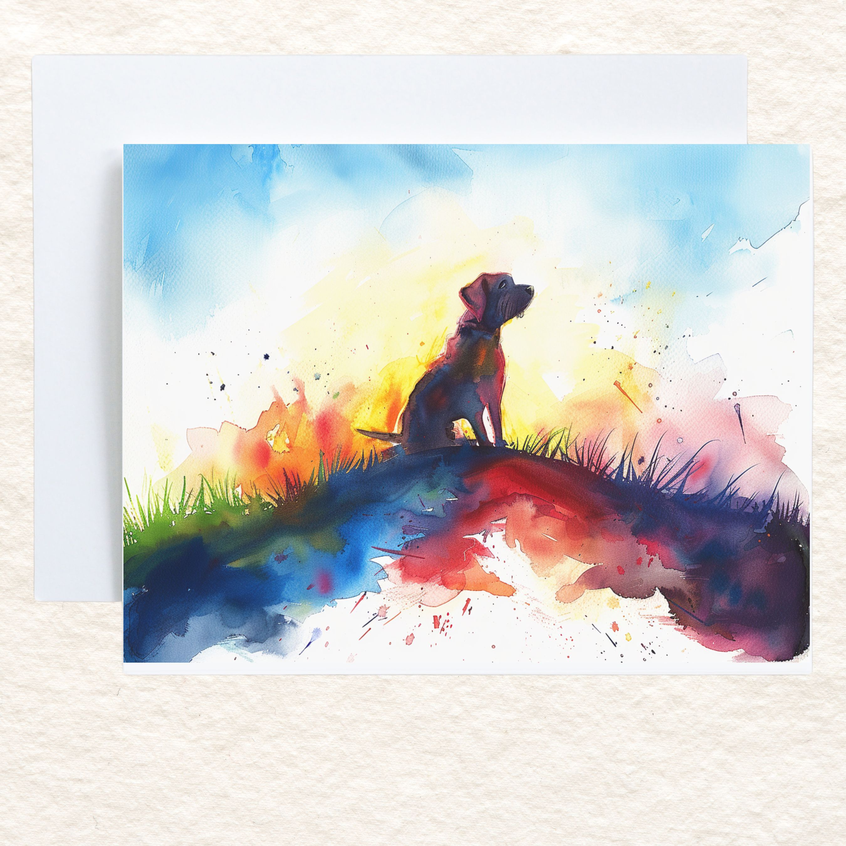 Rainbow Bridge Hound Dog Sympathy Card, Pet Loss, Bereavement, Pet Memorial, Condolence Card, Handmade Card