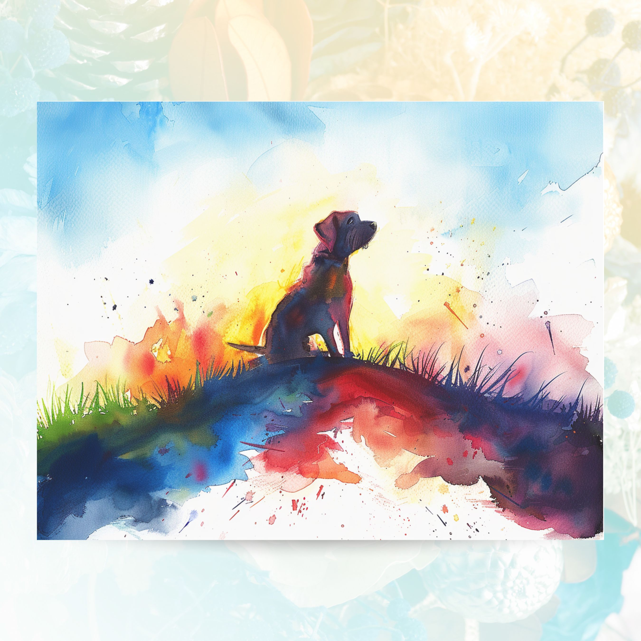 Rainbow Bridge Hound Dog Sympathy Card, Pet Loss, Bereavement, Pet Memorial, Condolence Card, Handmade Card