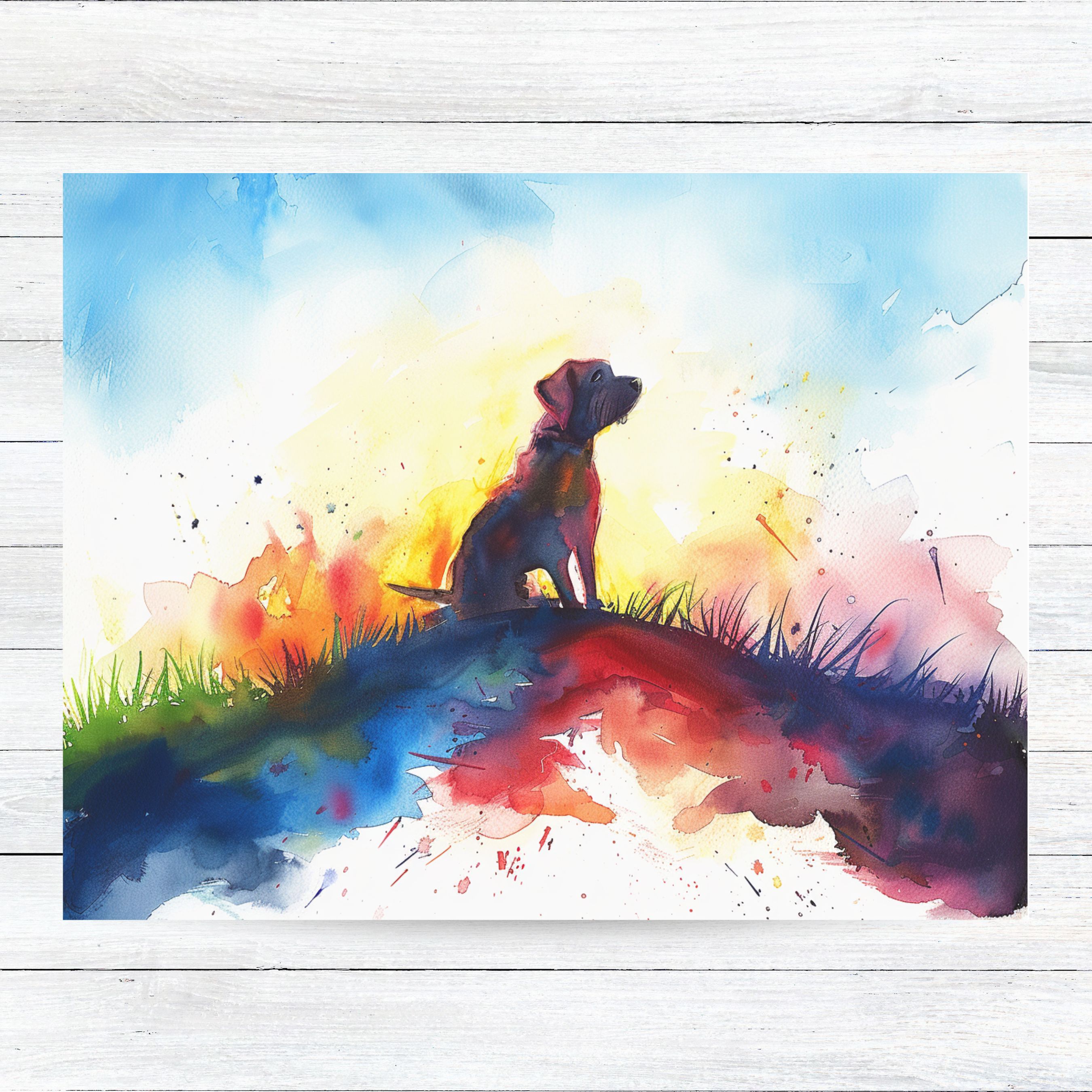 Rainbow Bridge Hound Dog Sympathy Card, Pet Loss, Bereavement, Pet Memorial, Condolence Card, Handmade Card