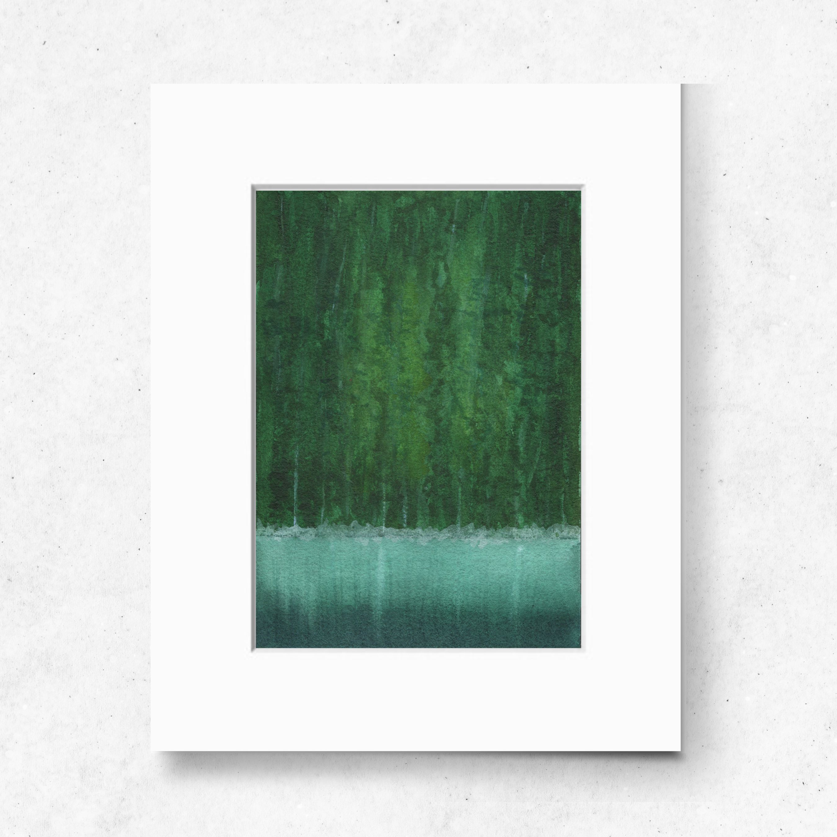 Ethereal Forest Lake, Enchanted Lights Watercolor Art, High Quality Art Print, Nature Landscape, Original Art"