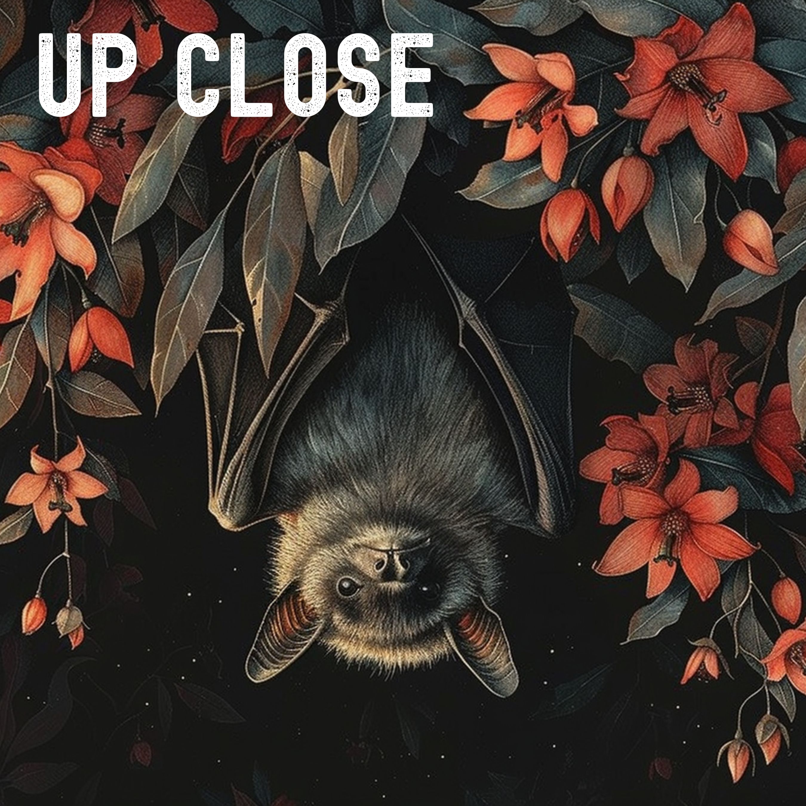 Black Flying Fox Bat Art Print, Original Art, Animal Wall Art, Watercolor Print, Halloween Home Decor, Elegant Art