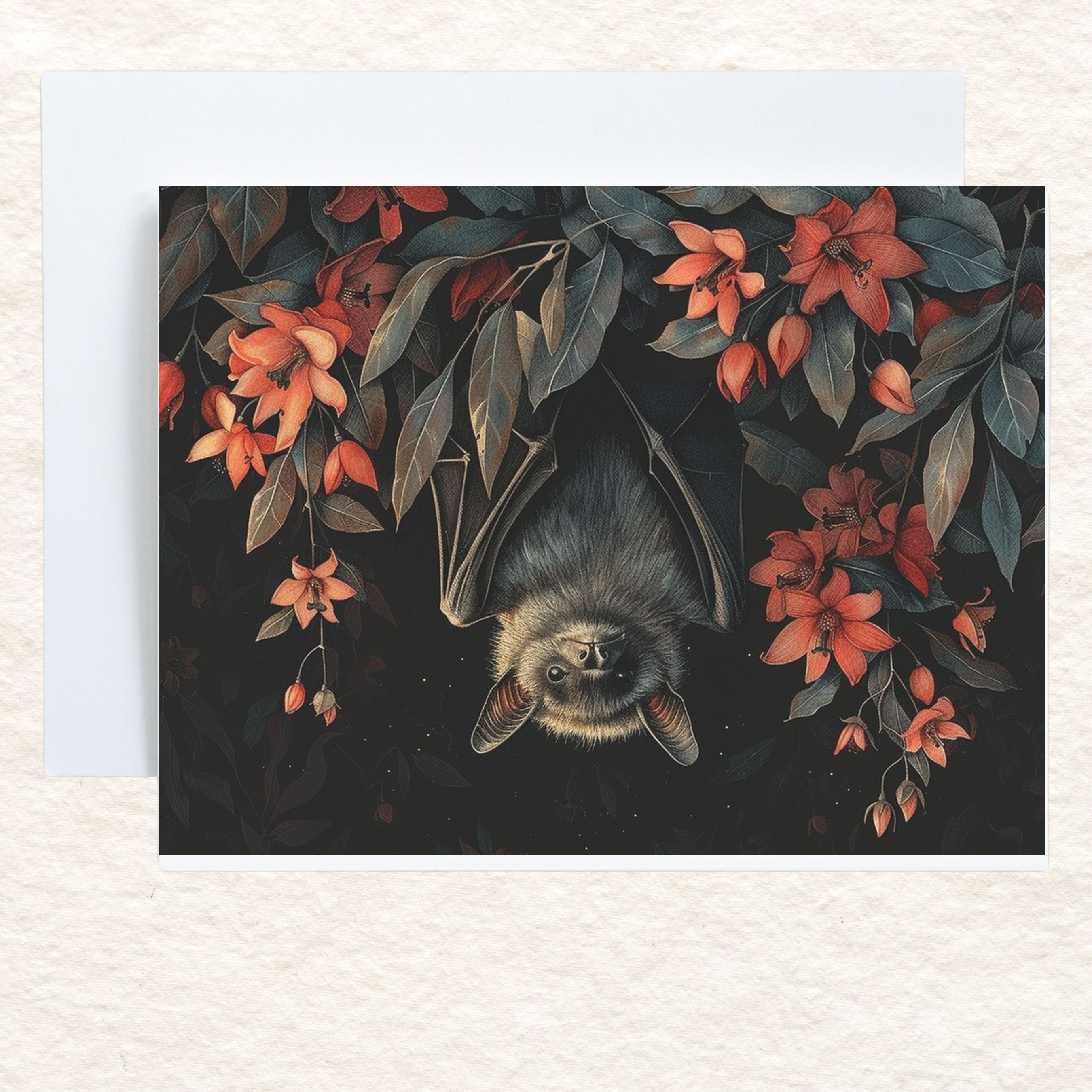 Black Flying Fox Bat Card, Watercolor Greeting Card, All Occasion Card, Animal Art Card, Halloween Card, All Occasion Cards, Thank You, Invitation, Note Card, Greetings, Birthdays