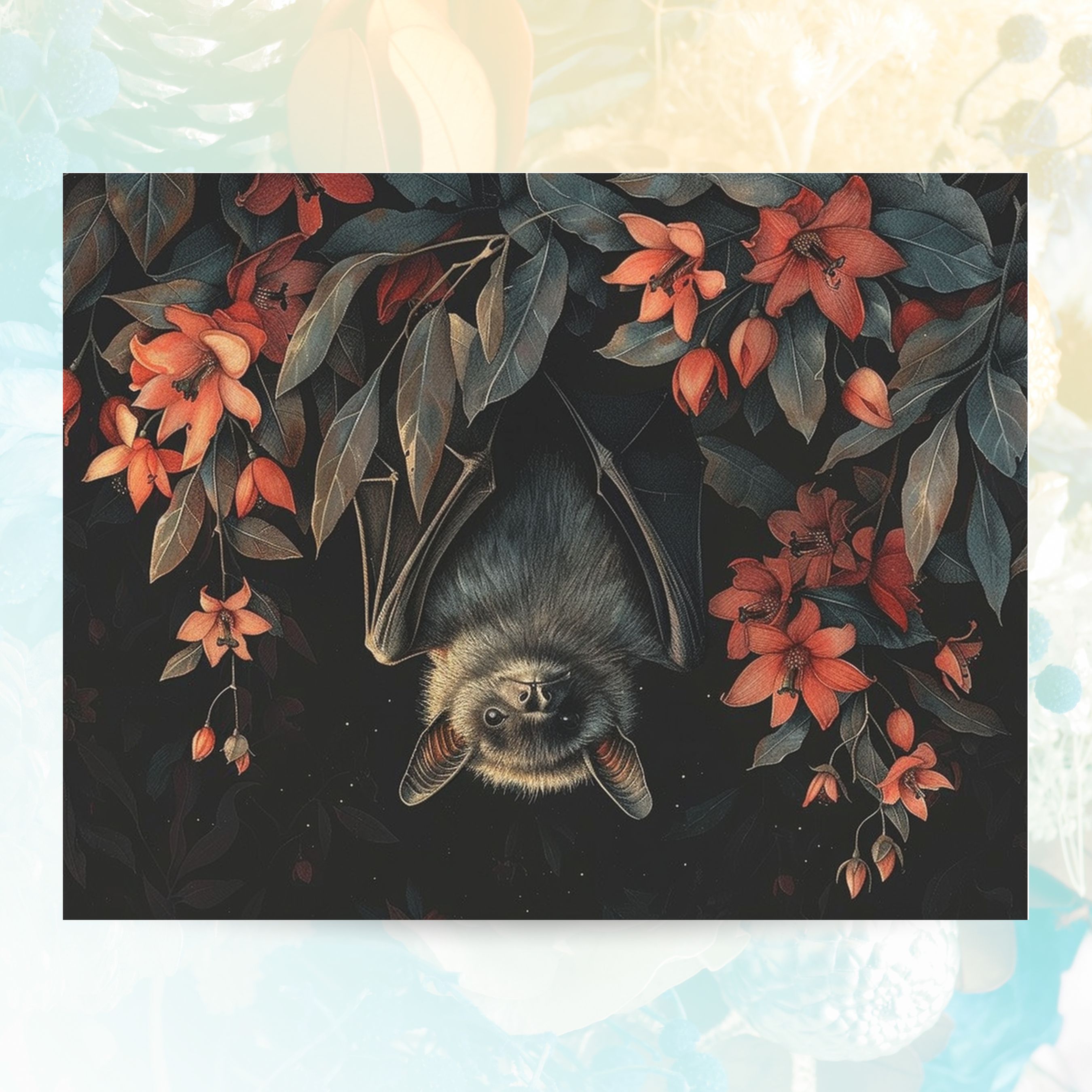 Black Flying Fox Bat Card, Watercolor Greeting Card, All Occasion Card, Animal Art Card, Halloween Card, All Occasion Cards, Thank You, Invitation, Note Card, Greetings, Birthdays