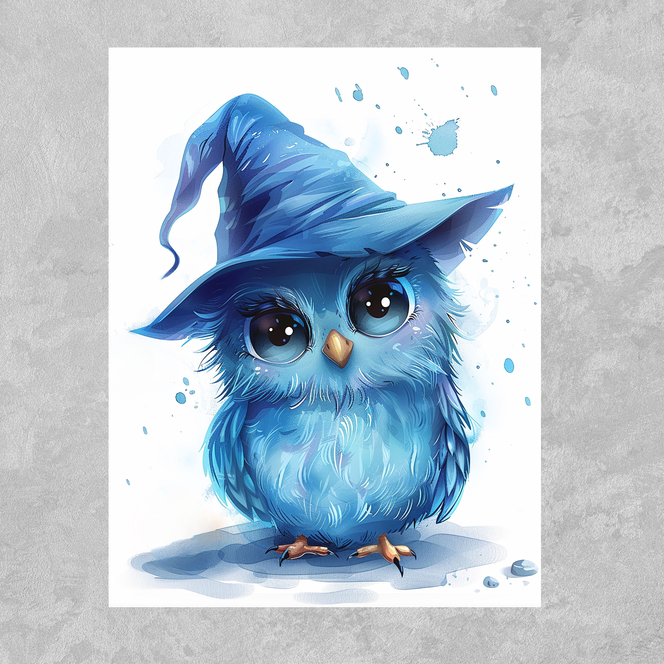 Hootie the Blue Bird Halloween Card, Cute Watercolor Bird in a Wizard Hat, Whimsical Animal Art, Halloween Card, All Occasion Cards, Thank You, Invitation, Note Card, Greetings, Birthdays