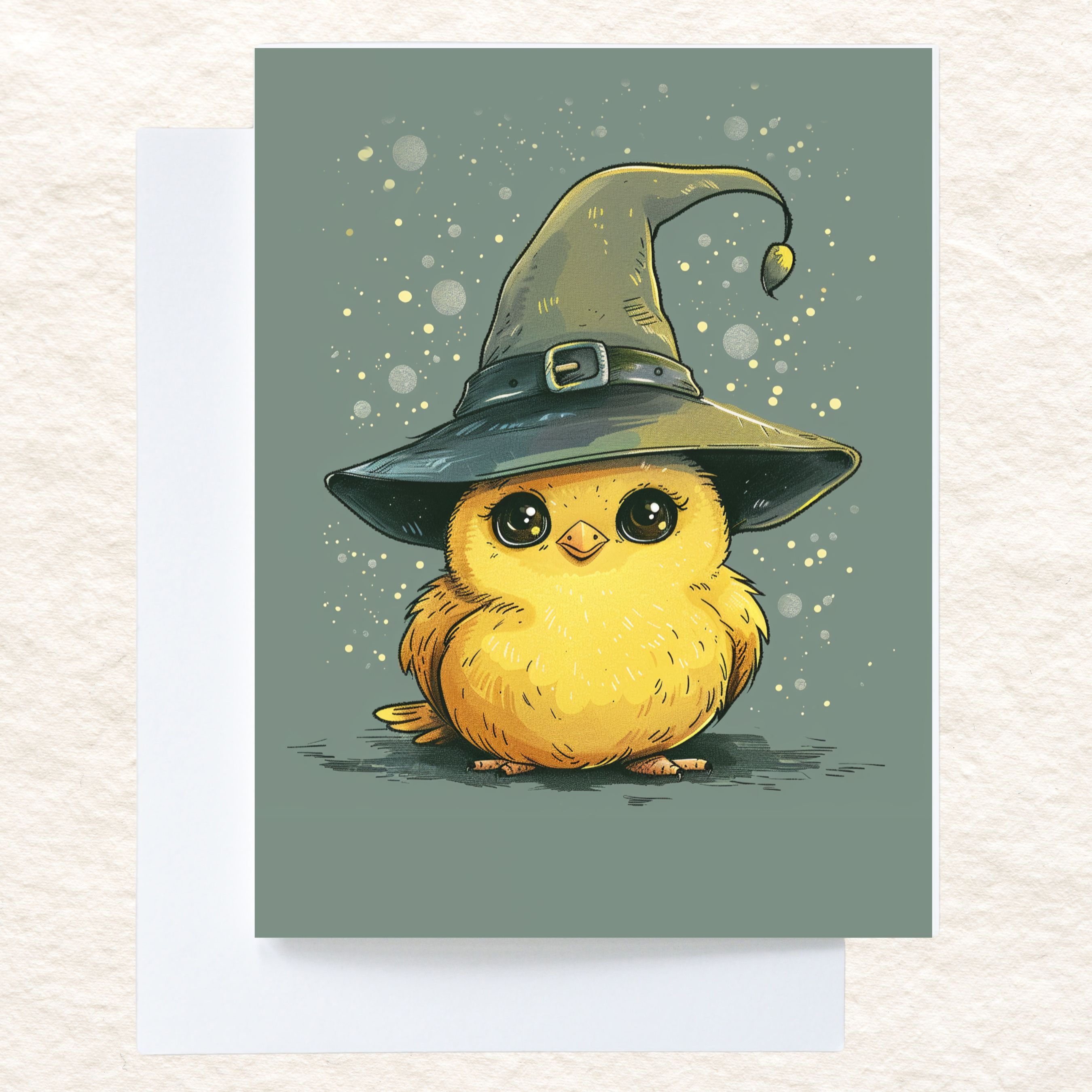 Stumbly The Adorable Clumsy Little Wizard, Cute Cartoon Animal Art, Handmade Card, Halloween Card, All Occasion Cards, Thank You, Invitation, Note Card, Greetings, Birthdays