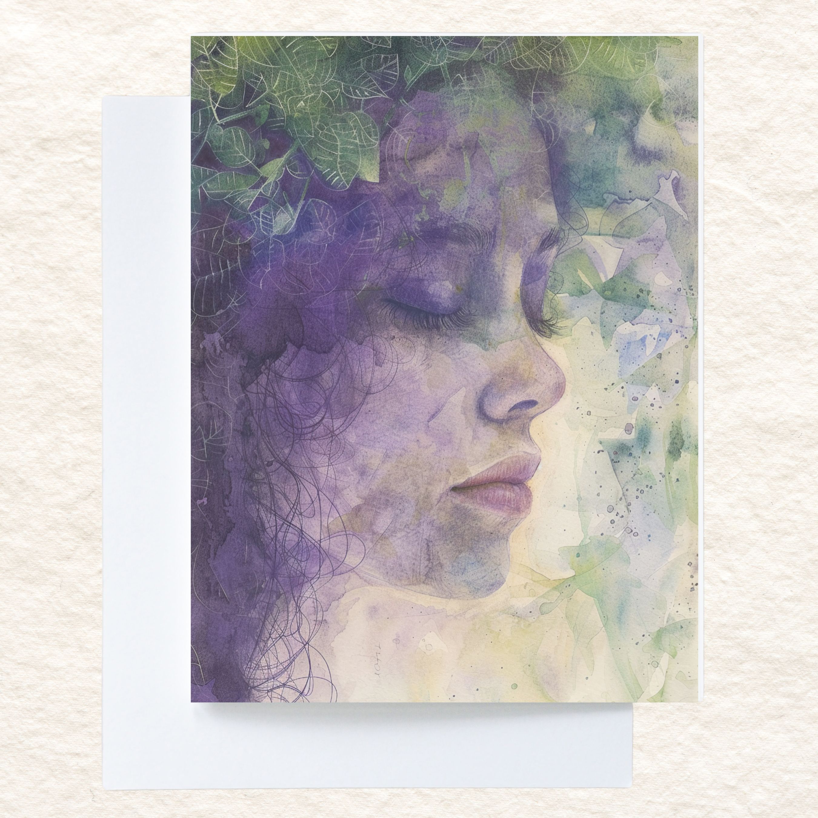 Ethereal Nature Spirit, Sympathy Card, Handmade Watercolor Art, Handmade Condolence Card