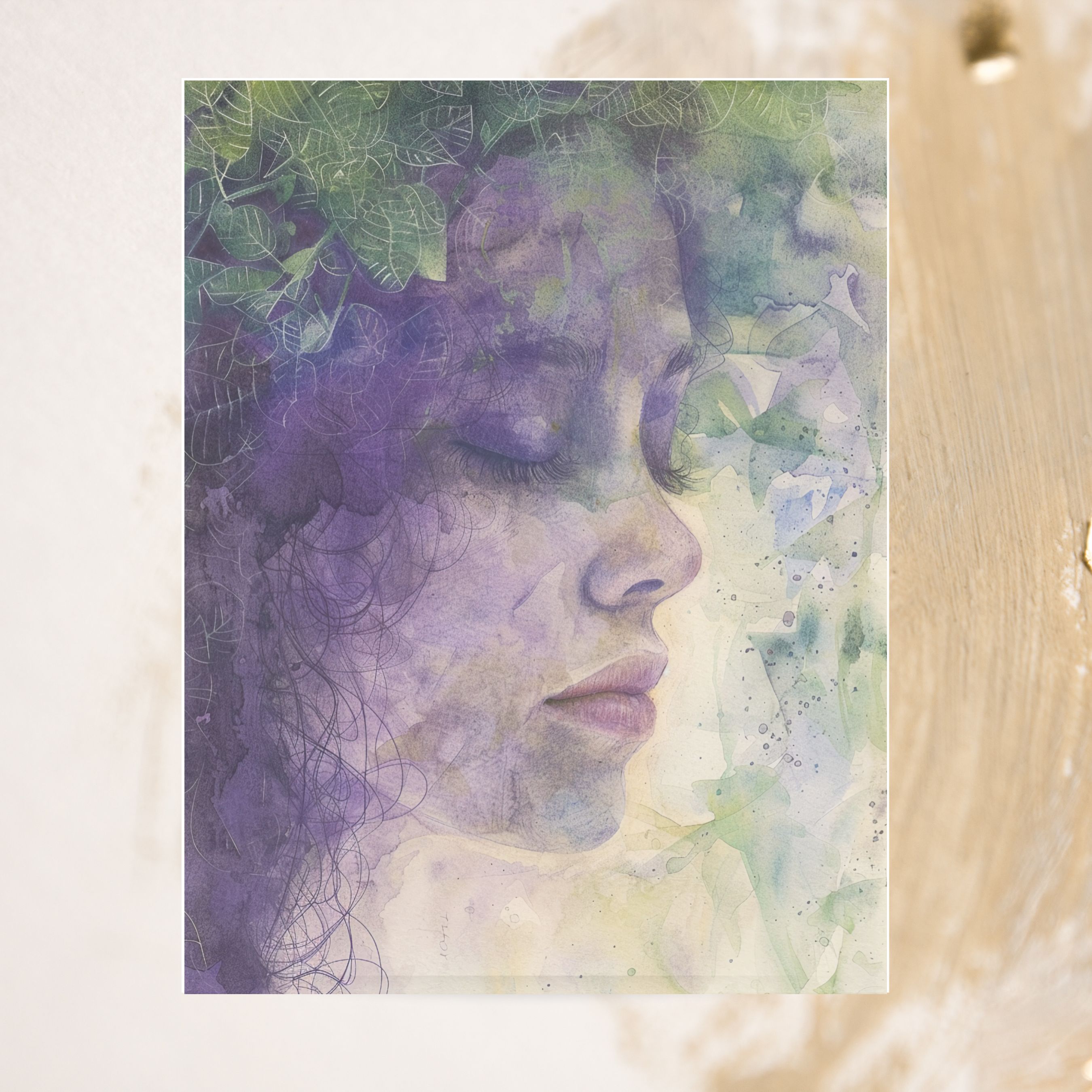 Ethereal Nature Spirit, Sympathy Card, Handmade Watercolor Art, Handmade Condolence Card