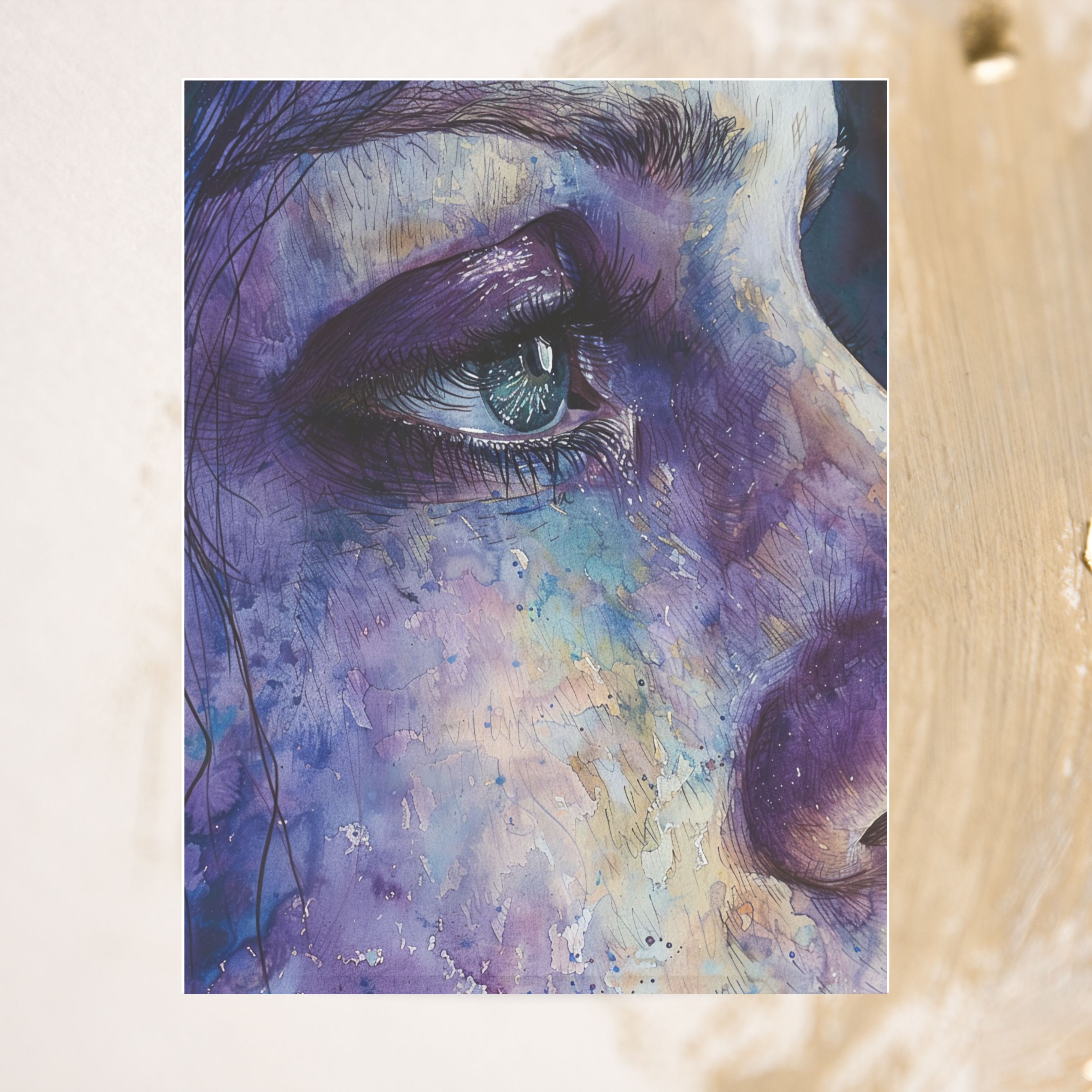 Reflective Tears, Sympathy Card, Handmade Watercolor Art, Handmade Condolence Card