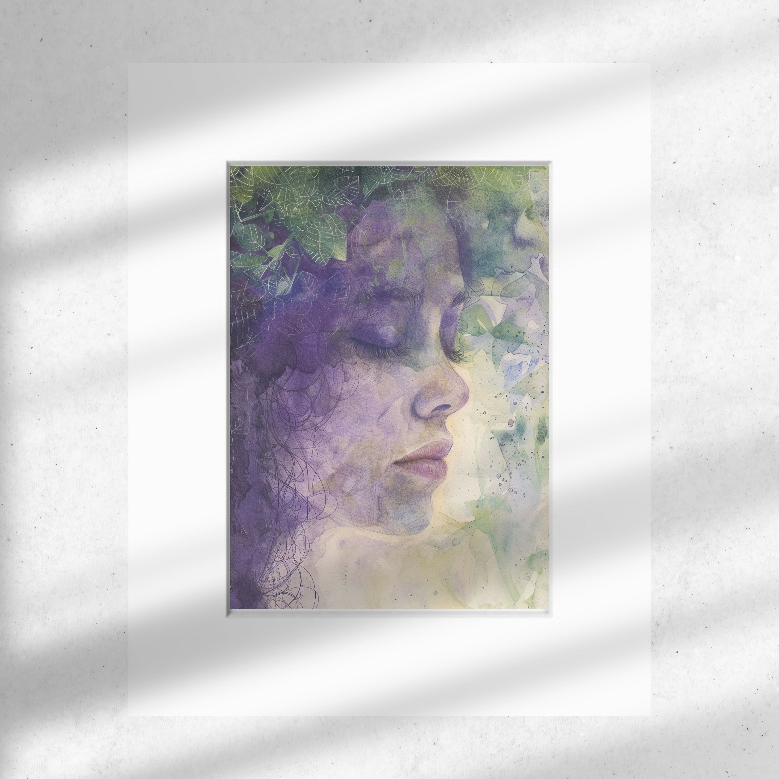 Ethereal Nature Spirit, Watercolor Goddess, Wall Decor, High Quality Art Print, Original Art
