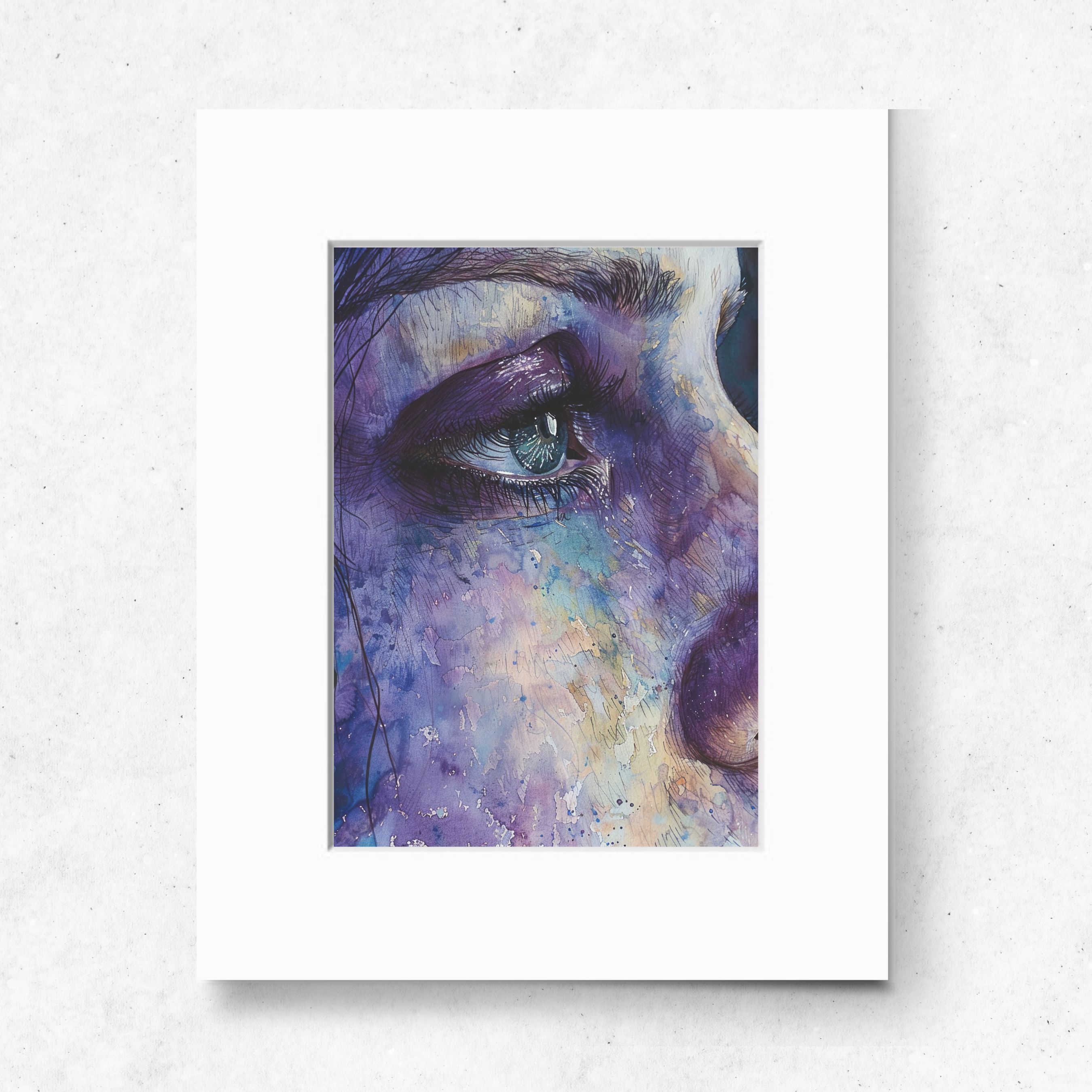 Reflective Tears, Watercolor Portrait, Sympathy Grief, Wall Decor, High Quality Art Print, Original Art