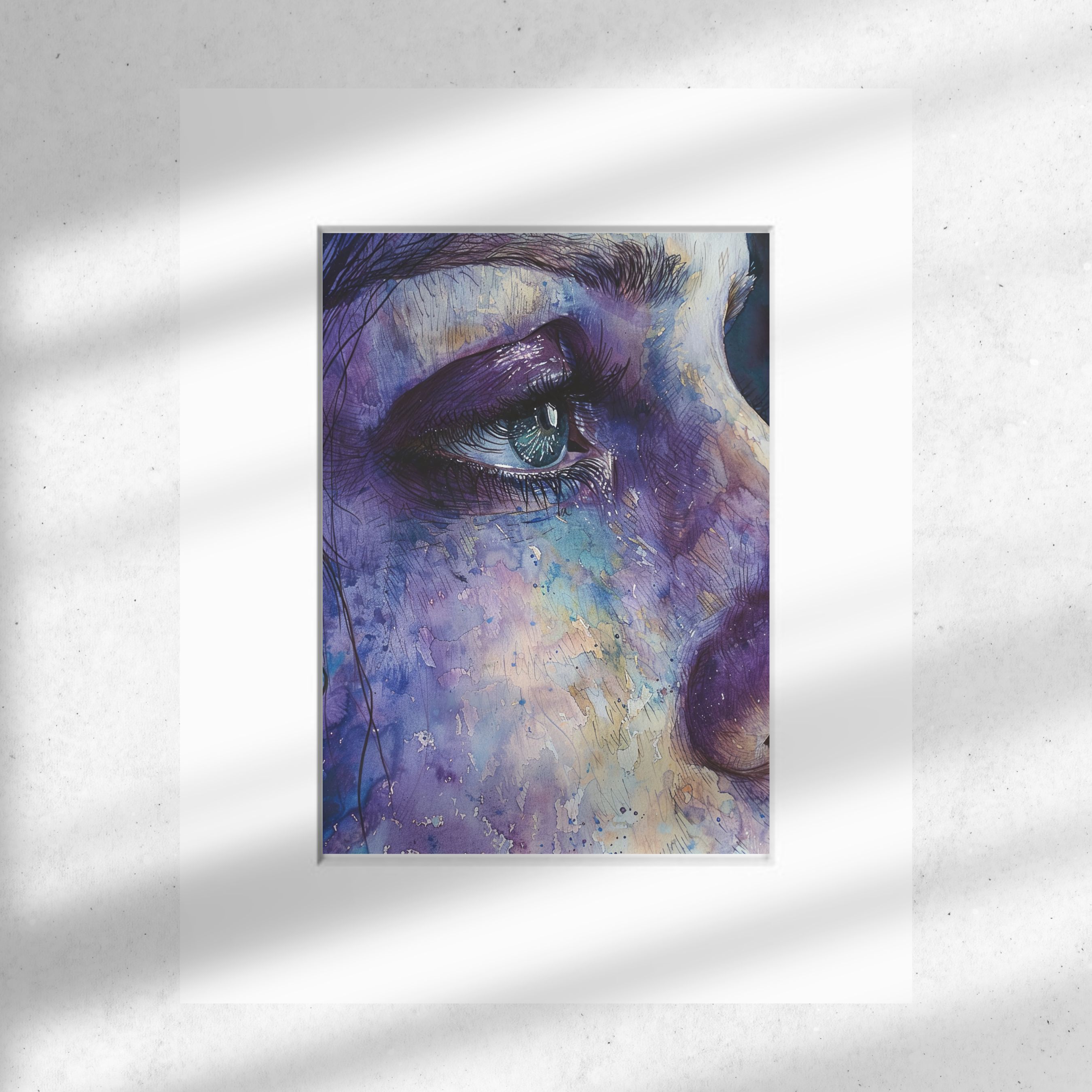Reflective Tears, Watercolor Portrait, Sympathy Grief, Wall Decor, High Quality Art Print, Original Art