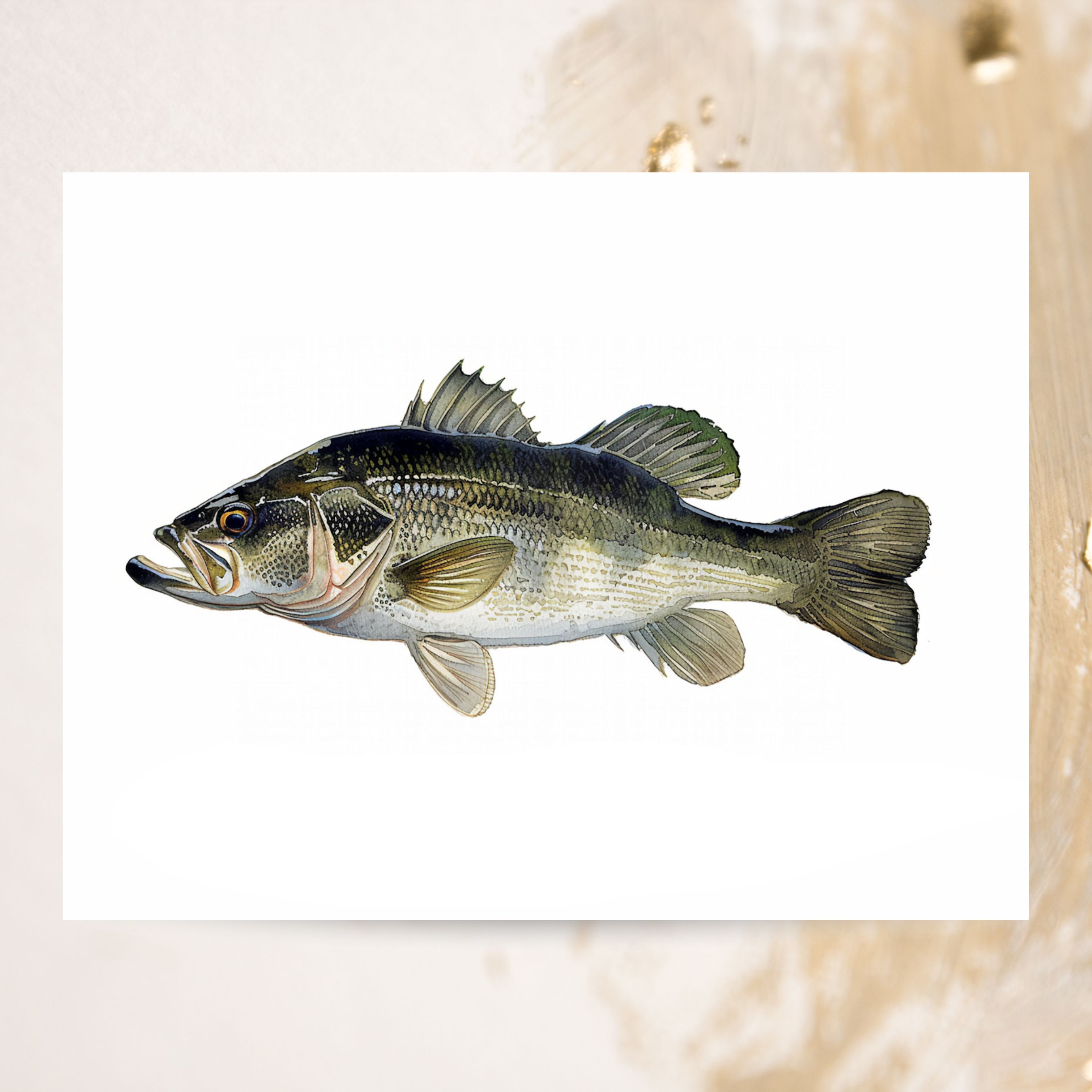 Micropterus Black Bass Watercolor Fly Fishing Fish Greeting Card, Freshwater Fish Art, Angler Gift, Note Card, All Occasion, Birthday Card, Invitations