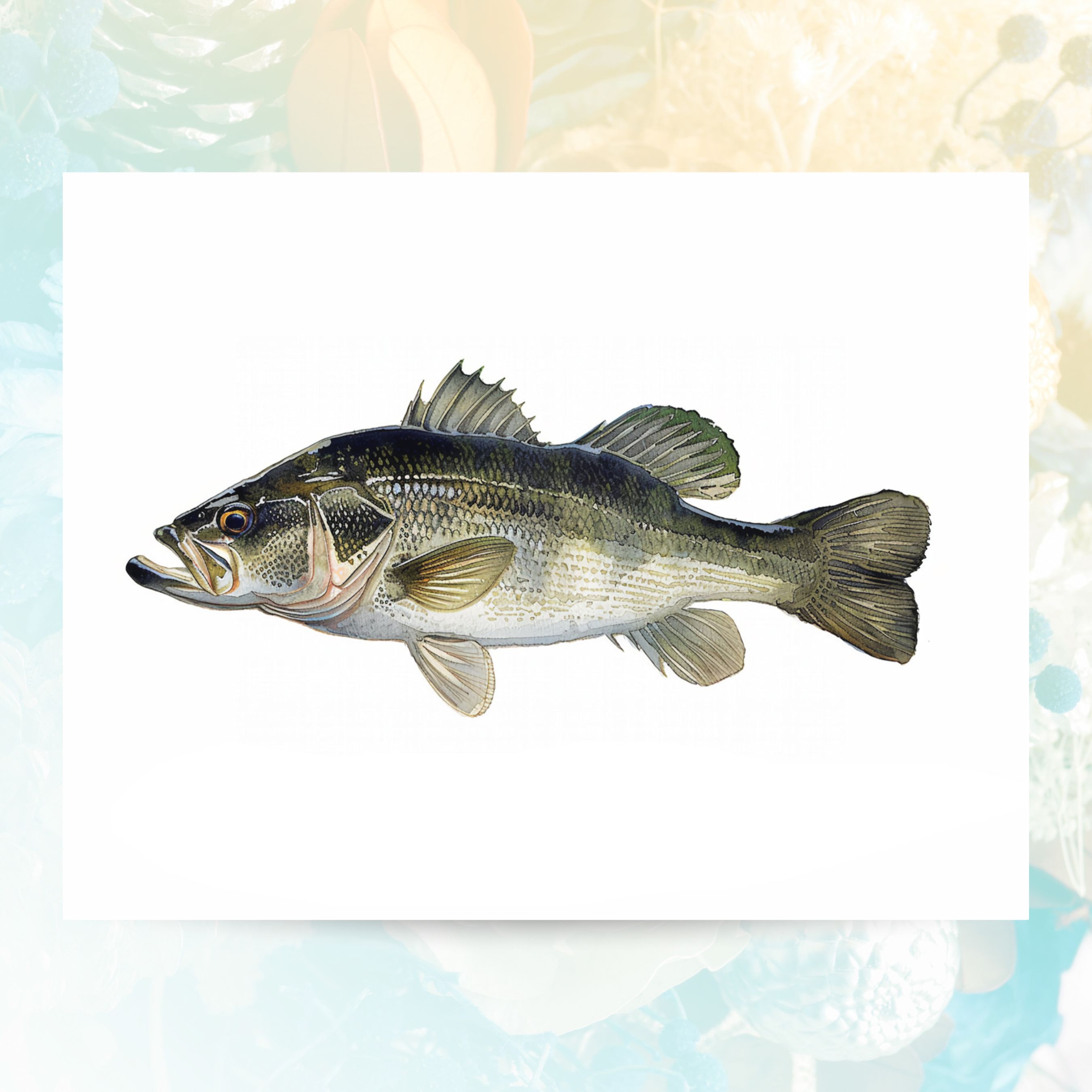 Micropterus Black Bass Watercolor Fly Fishing Fish Greeting Card, Freshwater Fish Art, Angler Gift, Note Card, All Occasion, Birthday Card, Invitations