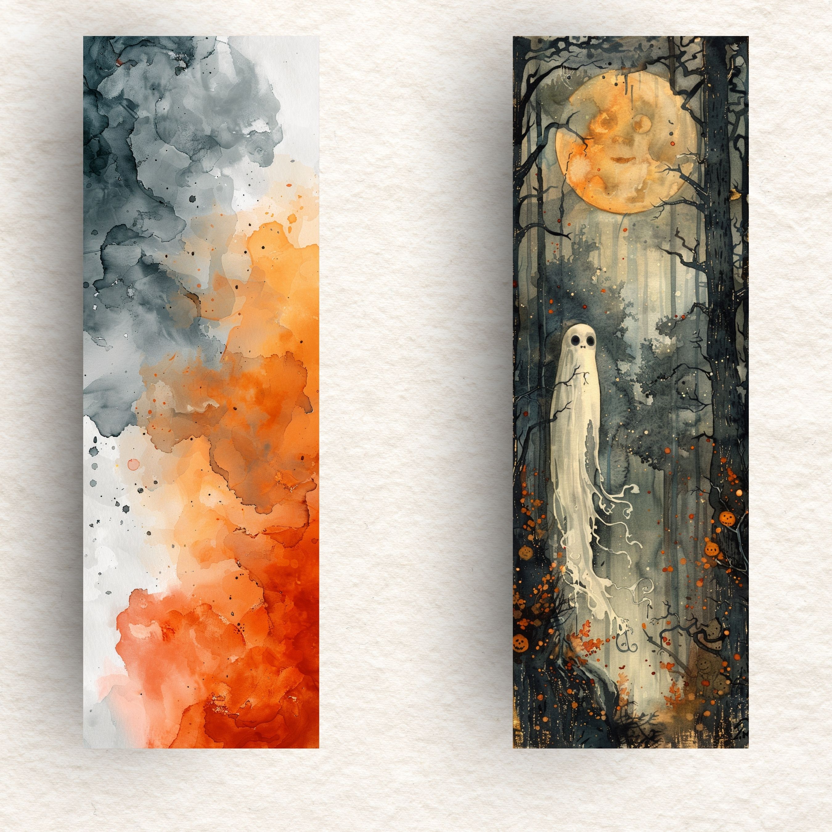 Ghostly Wanderer Bookmark, Spooky Ghost Art, Halloween Bookmark, Book Lovers Gift, Handmade, Unique, Ghost Theme, Laminated Bookmark