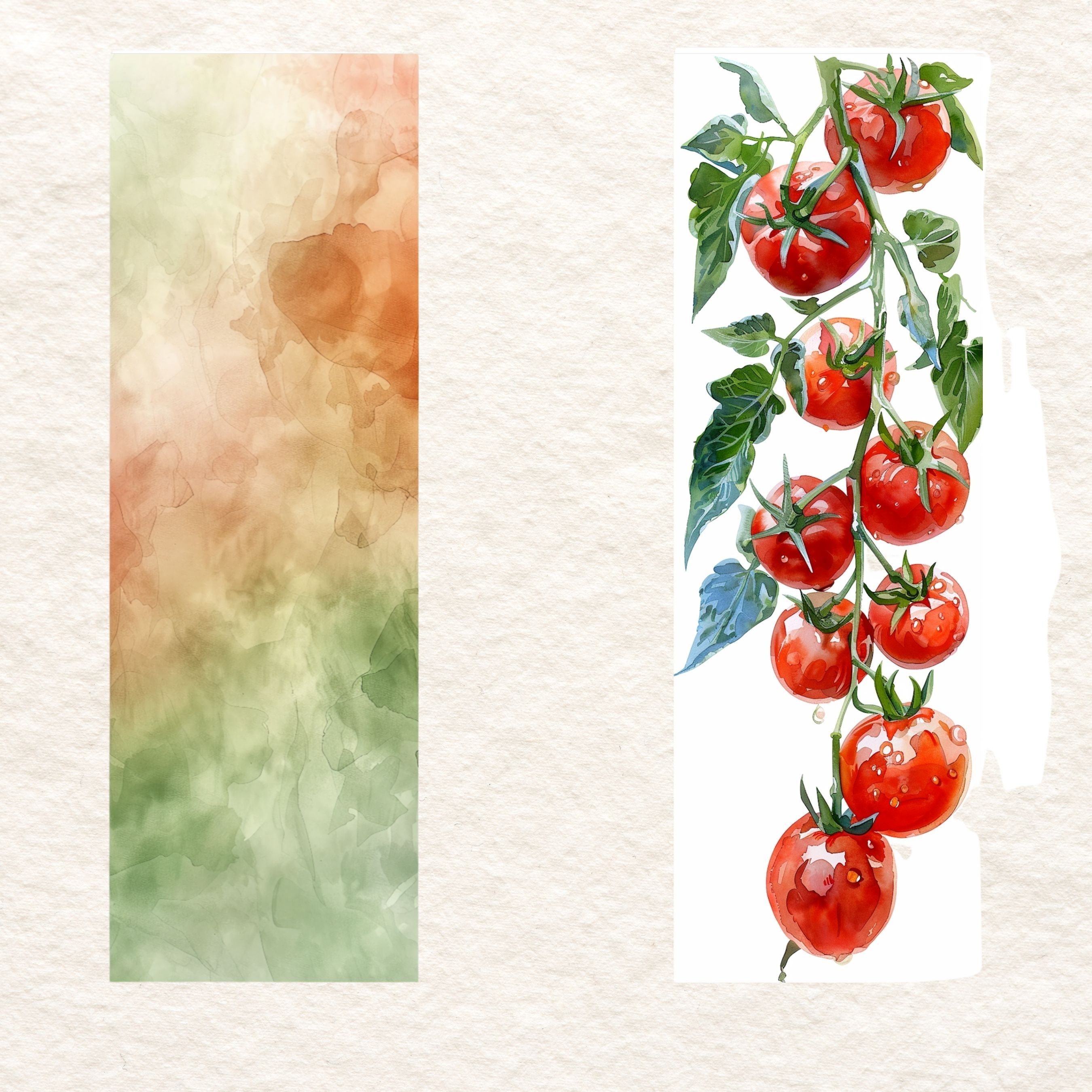 Ripe Garden Tomato Watercolor Bookmark, Laminated Art, Unique Gift for Book Lovers, Gardener Must-Have