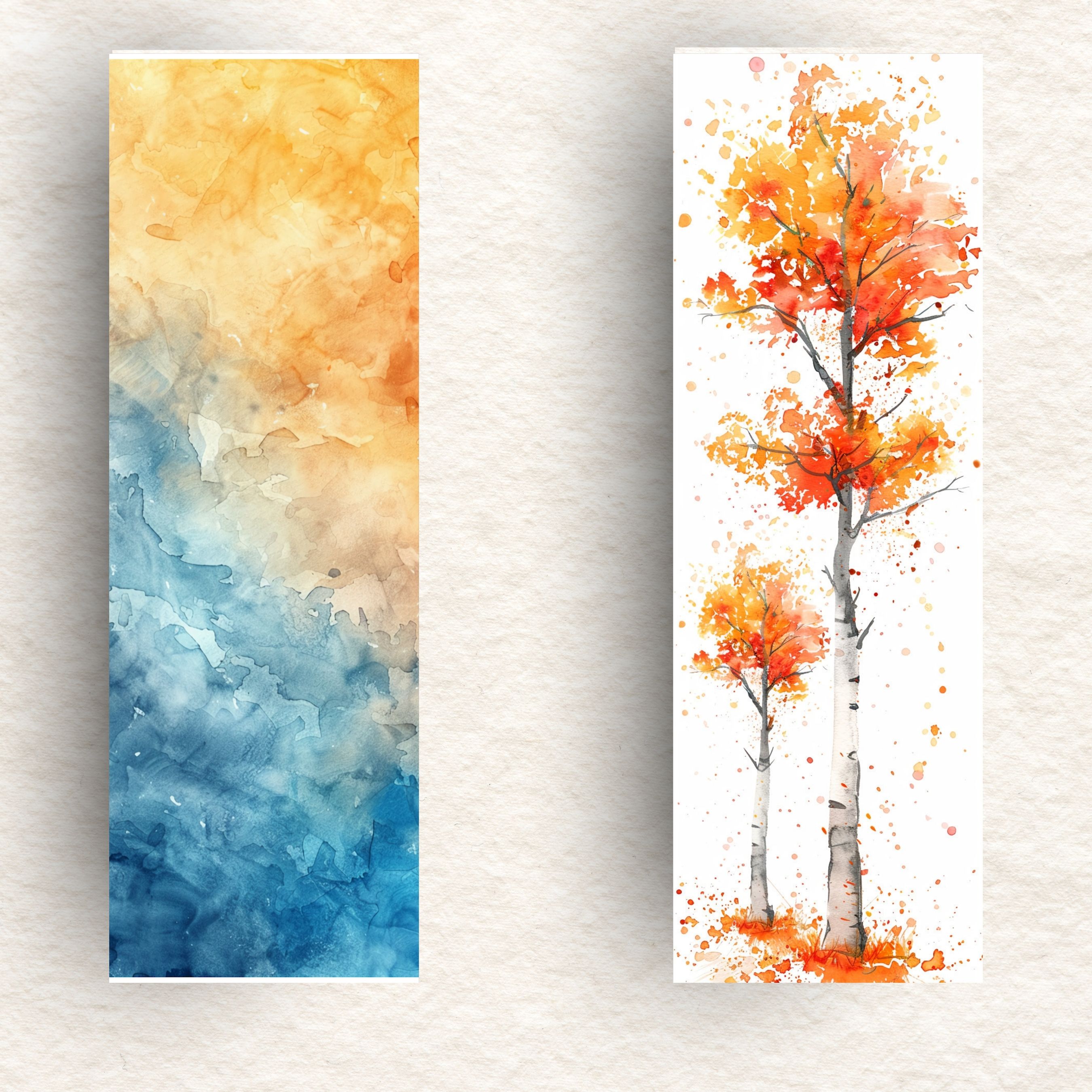 Autumnal Maple Tree Bookmark, Watercolor Unique Handmade Bookmark, Vibrant Fall Colors, Perfect Gift for Book Lovers, Laminated Bookmark