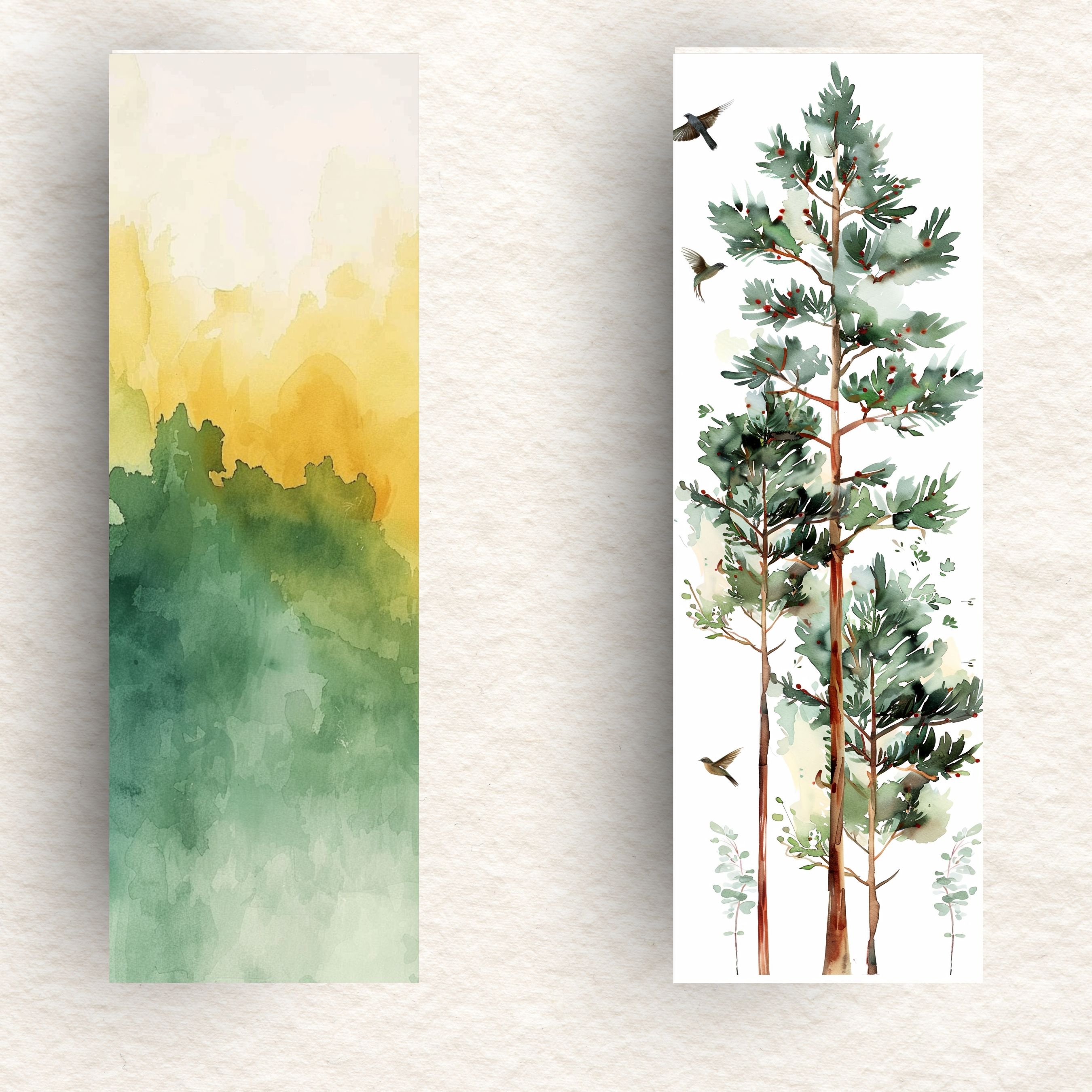 Pine Tree Watercolor Bookmark, Laminated Forest Bookmark, Nature Lover's Companion, Perfect Gift for Book Lovers, Laminated Bookmark