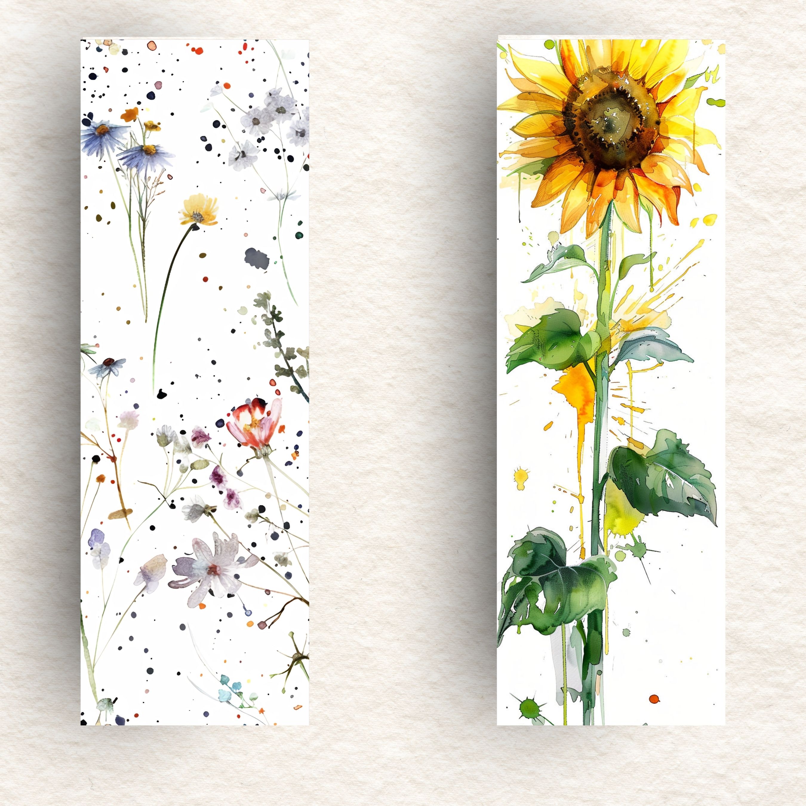 Watercolor Sunflower Bookmark, BookTok Lovers, Botanical Art, Yellow Flower, Nature Inspired, Vibrant Blooms