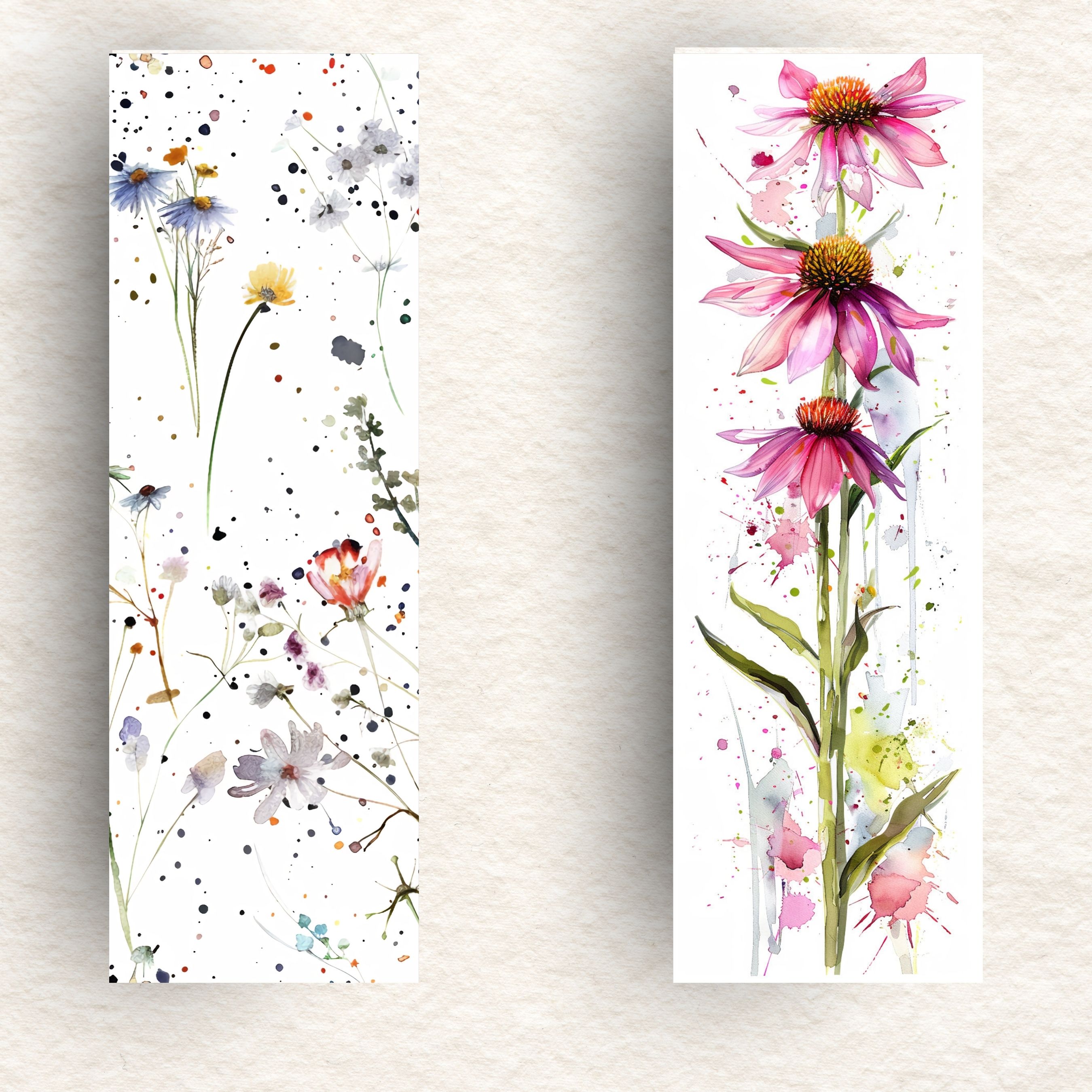 Watercolor Pink Coneflower, Echinacea Print, Botanical Bookmark, Floral Design, Nature Inspired, Delicate Pink Blooms