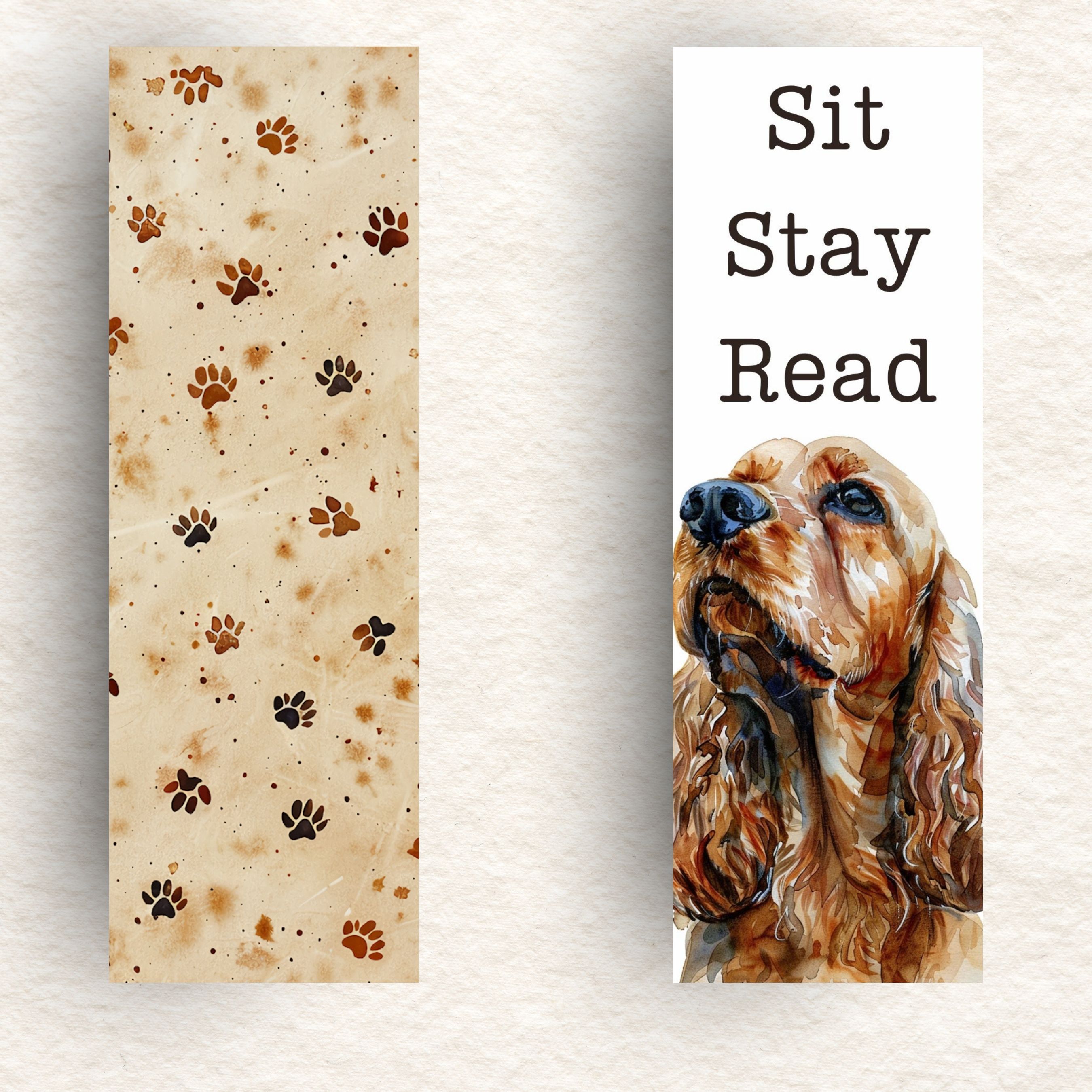 Cocker Spaniel Sit Stay Read Bookmark, Dog Lover’s Bookmark, Watercolor Dog Art, Cute Dog Bookmark, Book Lovers Gift