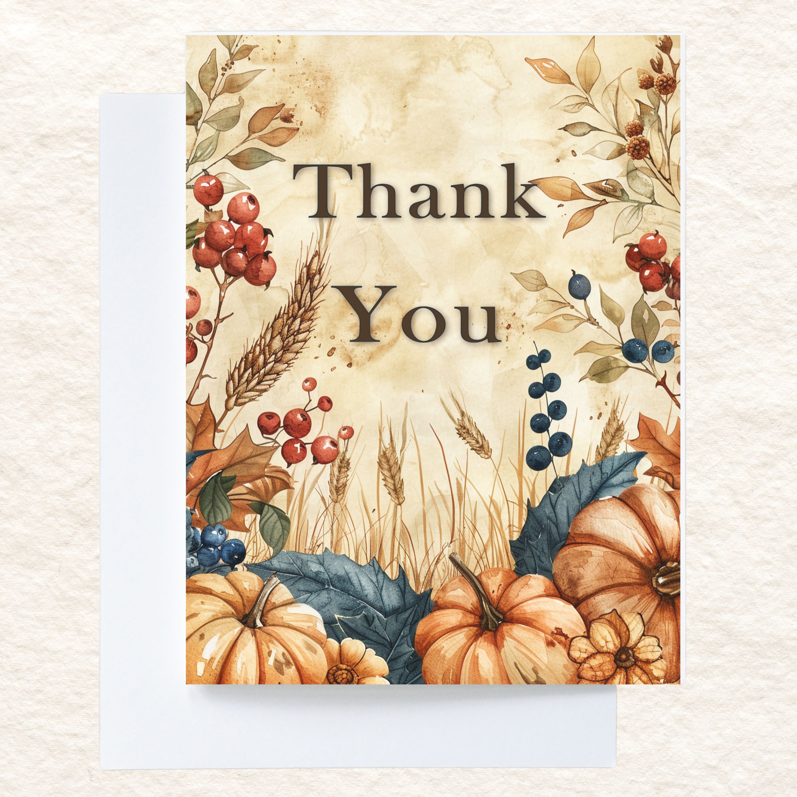 Harvest Thank You Card Set, Bold Text, Fall Autumnal Cards, 10 Pack or 20 Pack, Thanksgiving Greeting Cards, All Occasion, Handmade Cards