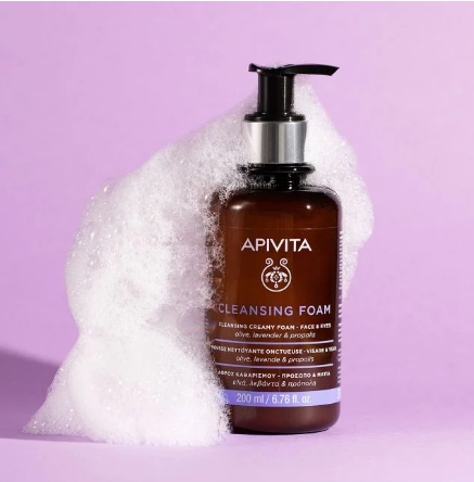 Apivita Crema Espuma limpiadora – Rostro y ojos 200 ml.
