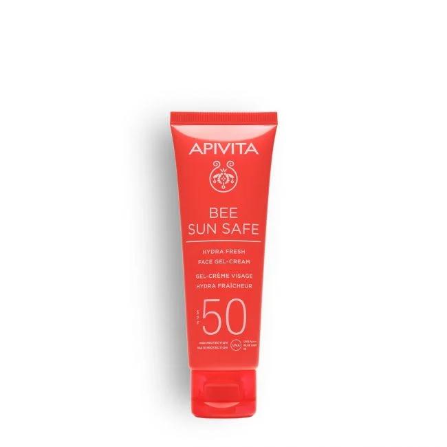 Apivita Bee Sun Safe Hydra Fresh Gel-Crema Facial con Color Algas Marinas & Propolis SPF50 50 ml.