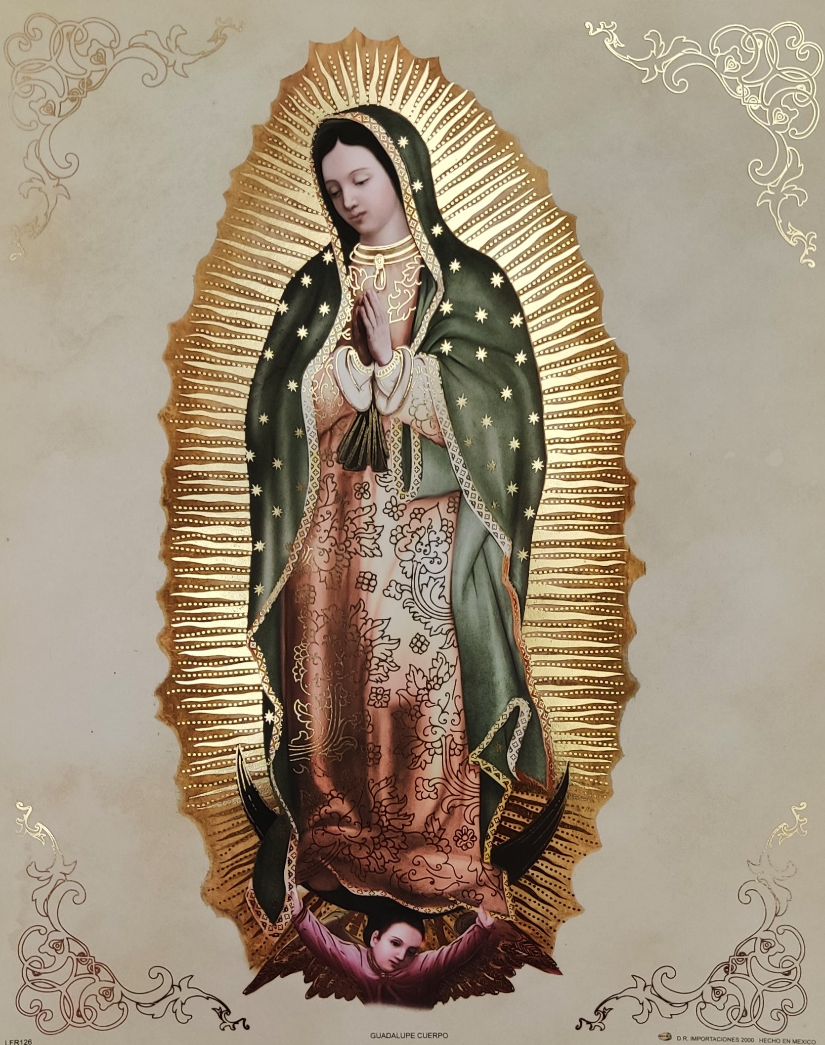 LITOGRAFÍA FILO DE ORO VIRGEN DE GUADALUPE
