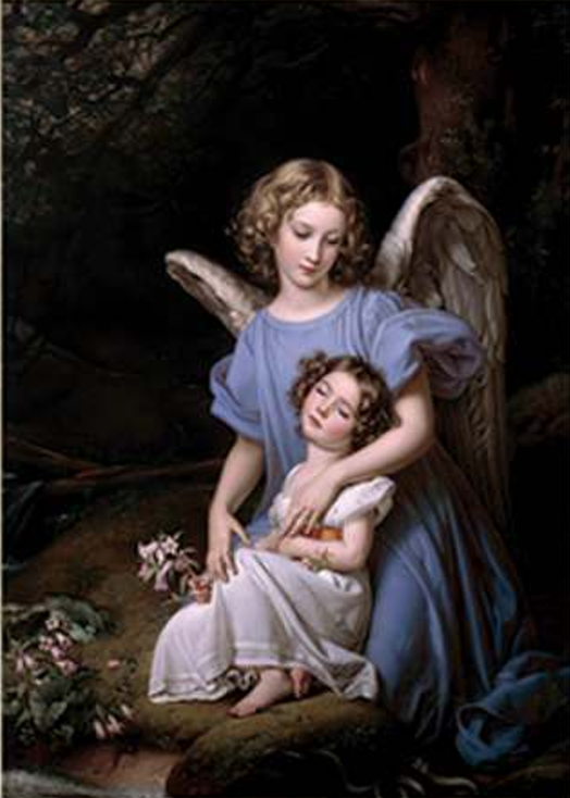 LITOGRAFÍA EN FILO DE ORO ÁNGEL DE LA GUARDA