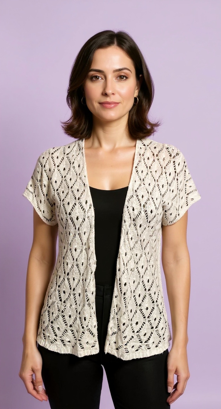 M White Knit Shawl Sweater 