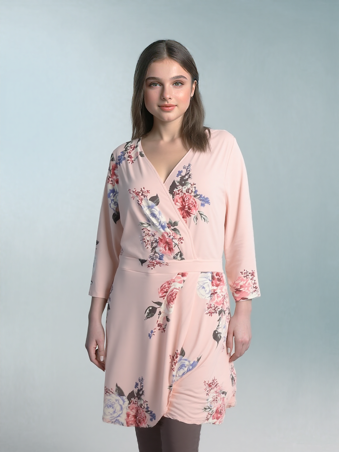 2X Floral Pink Dress 