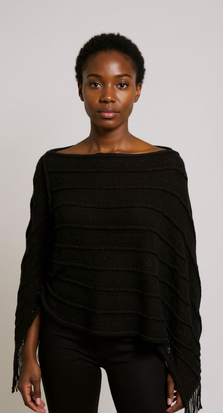 One Size Black Sparkle Poncho