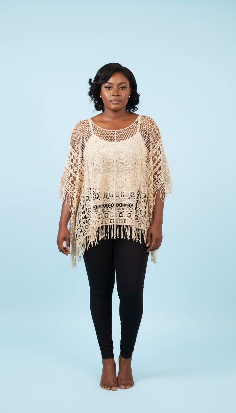 2X Cream Fishnet Tunic 