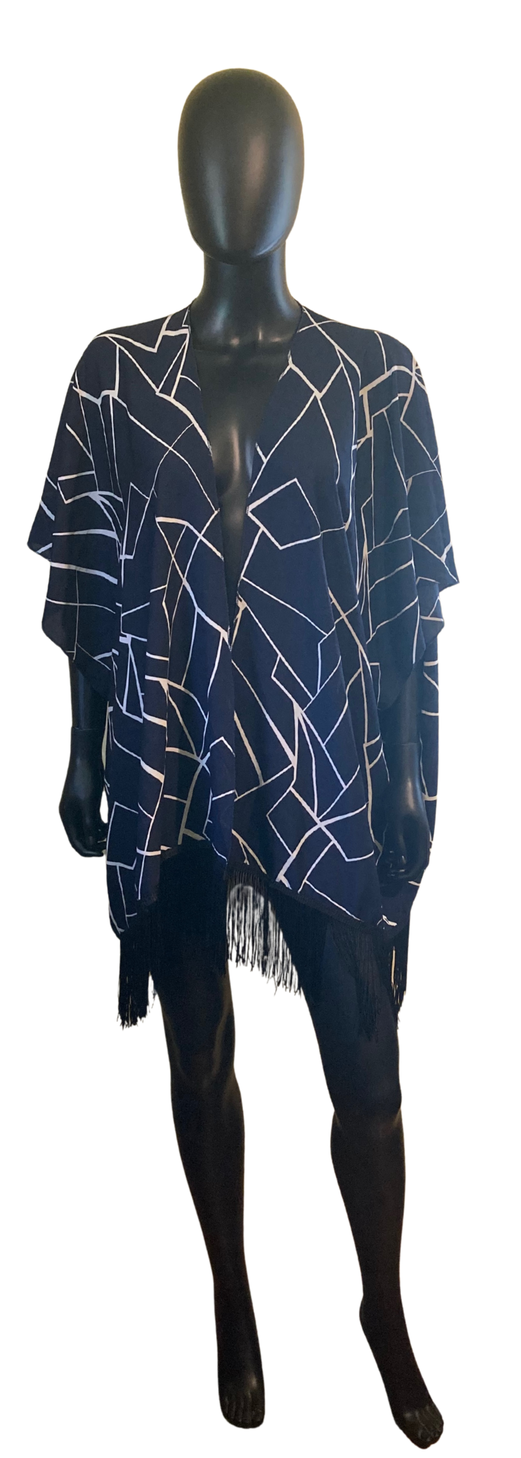 One Size Navy White Shawl  