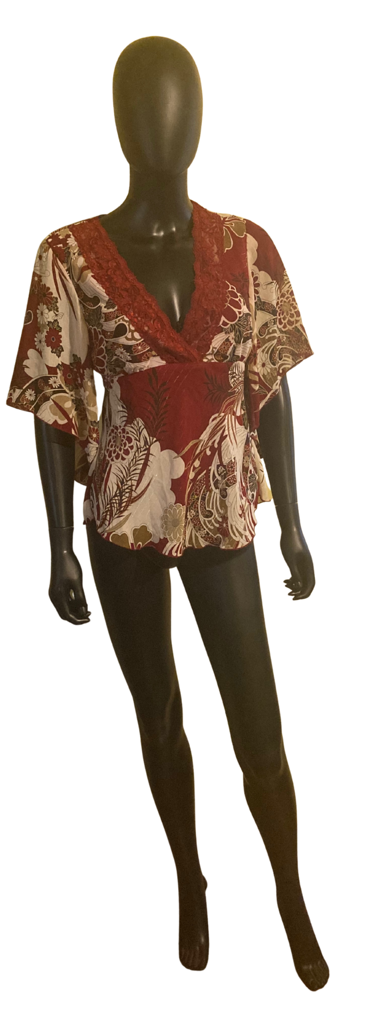 L Burgundy Floral Blouse 