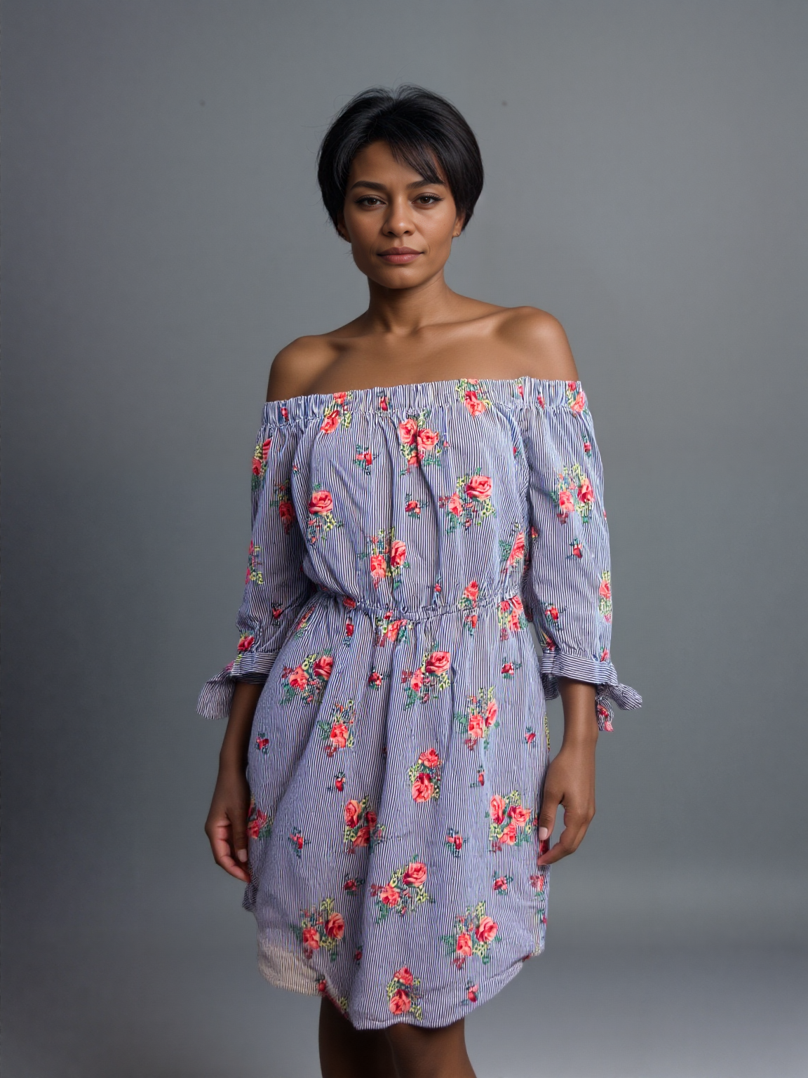 2X Floral Stripe Dress 