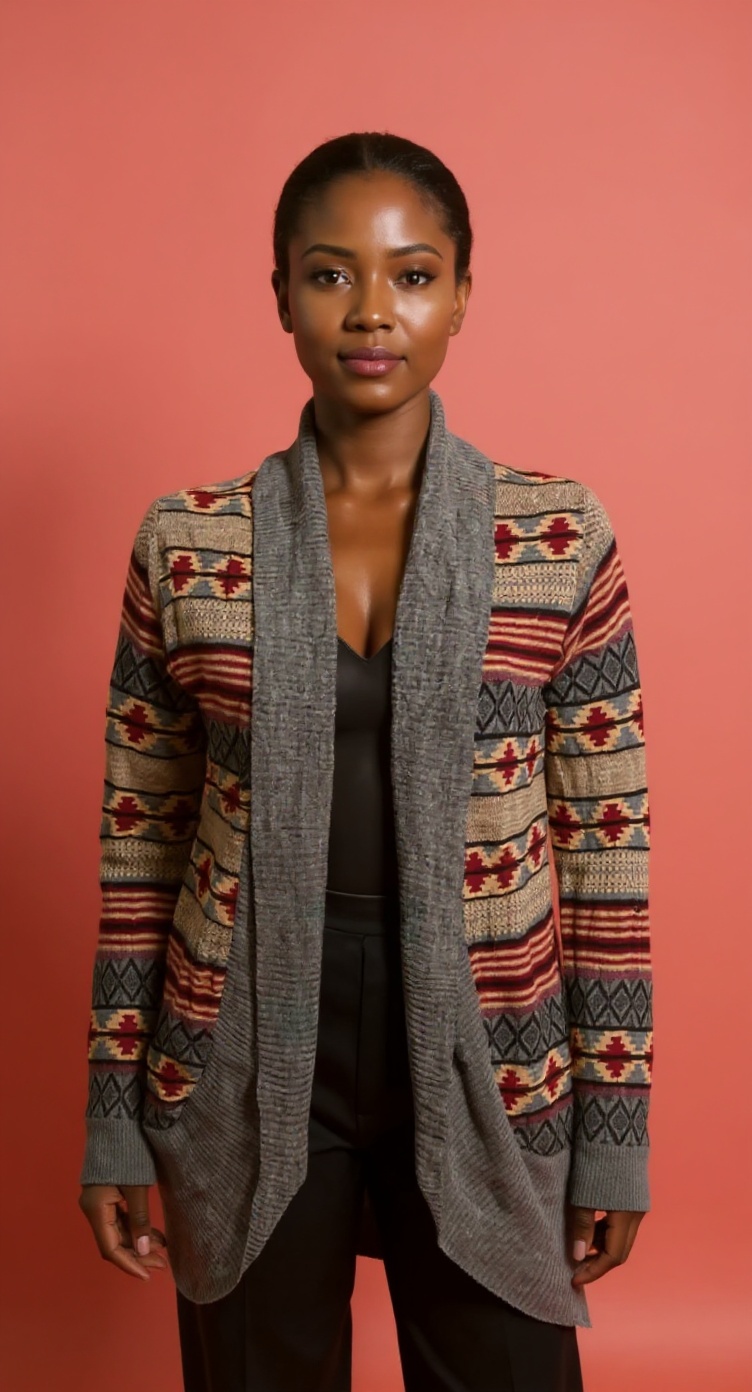 L Pattern Shawl Sweater 