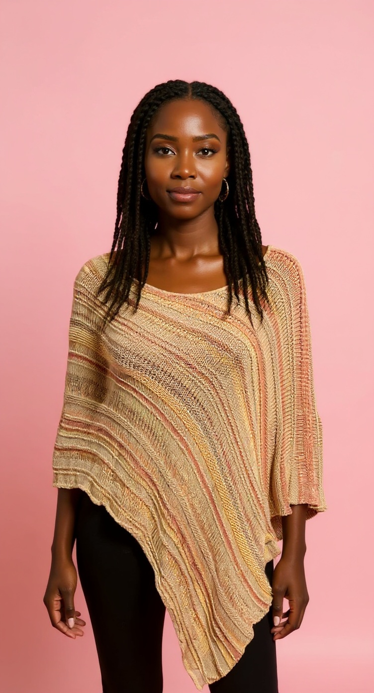 L/XL Multi Color Stripe Poncho