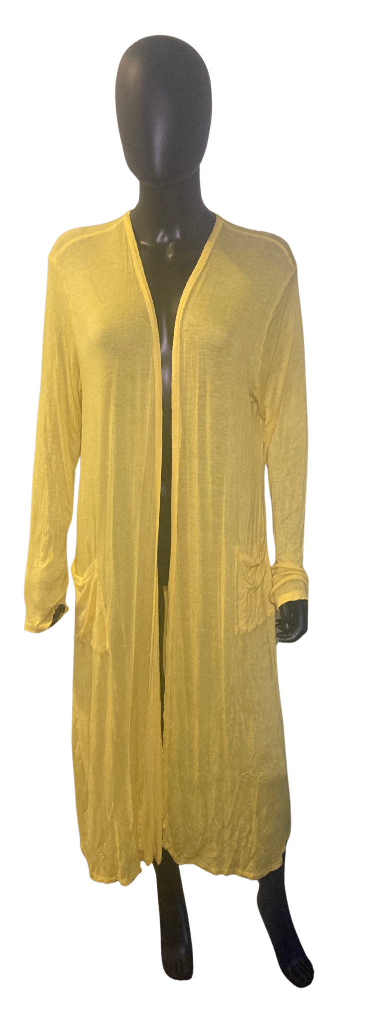 XL Long Yellow Open Shawl Sweater