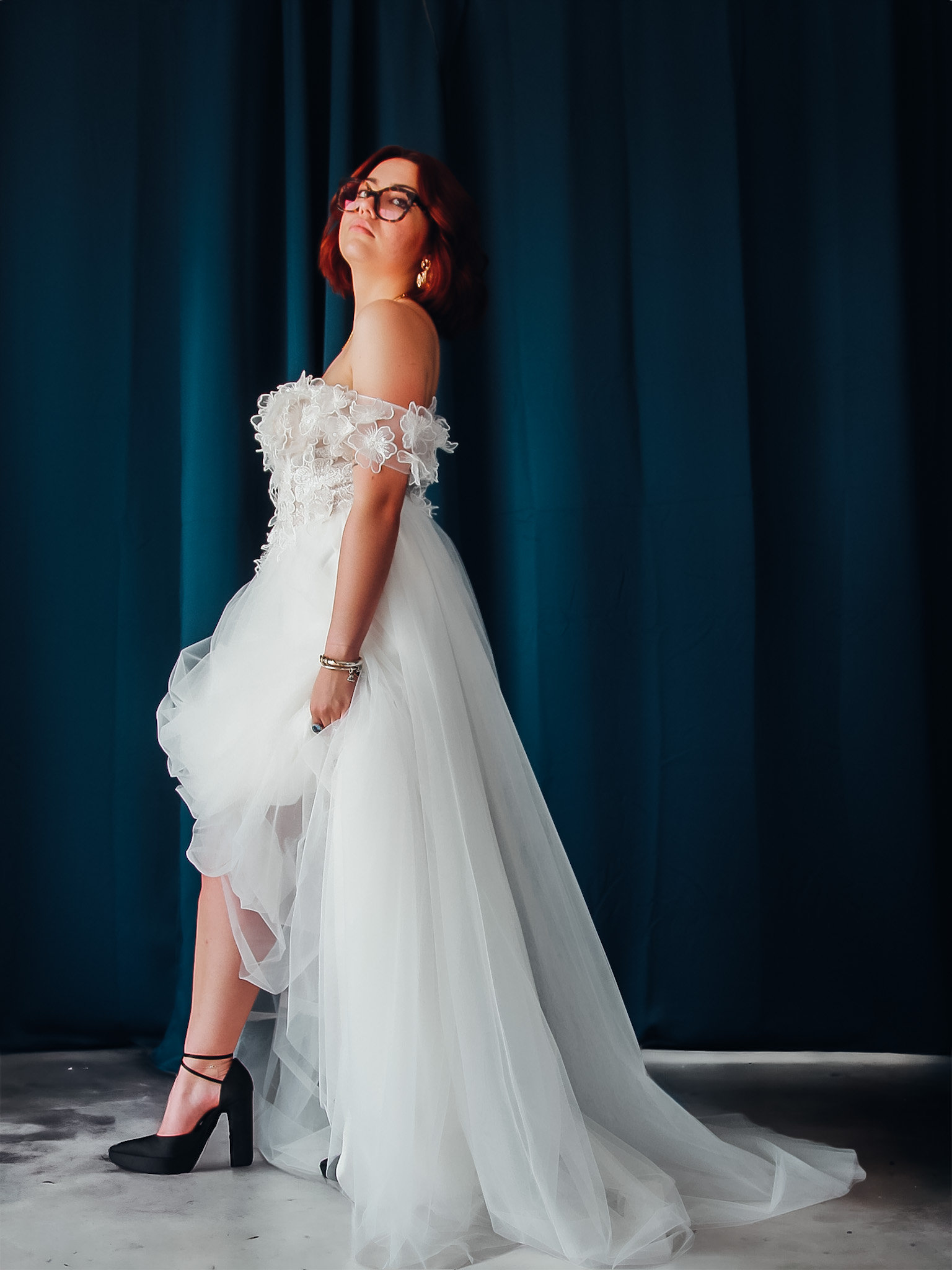 Prototype robe de mariée en tulle et dentelle perlée Aria 