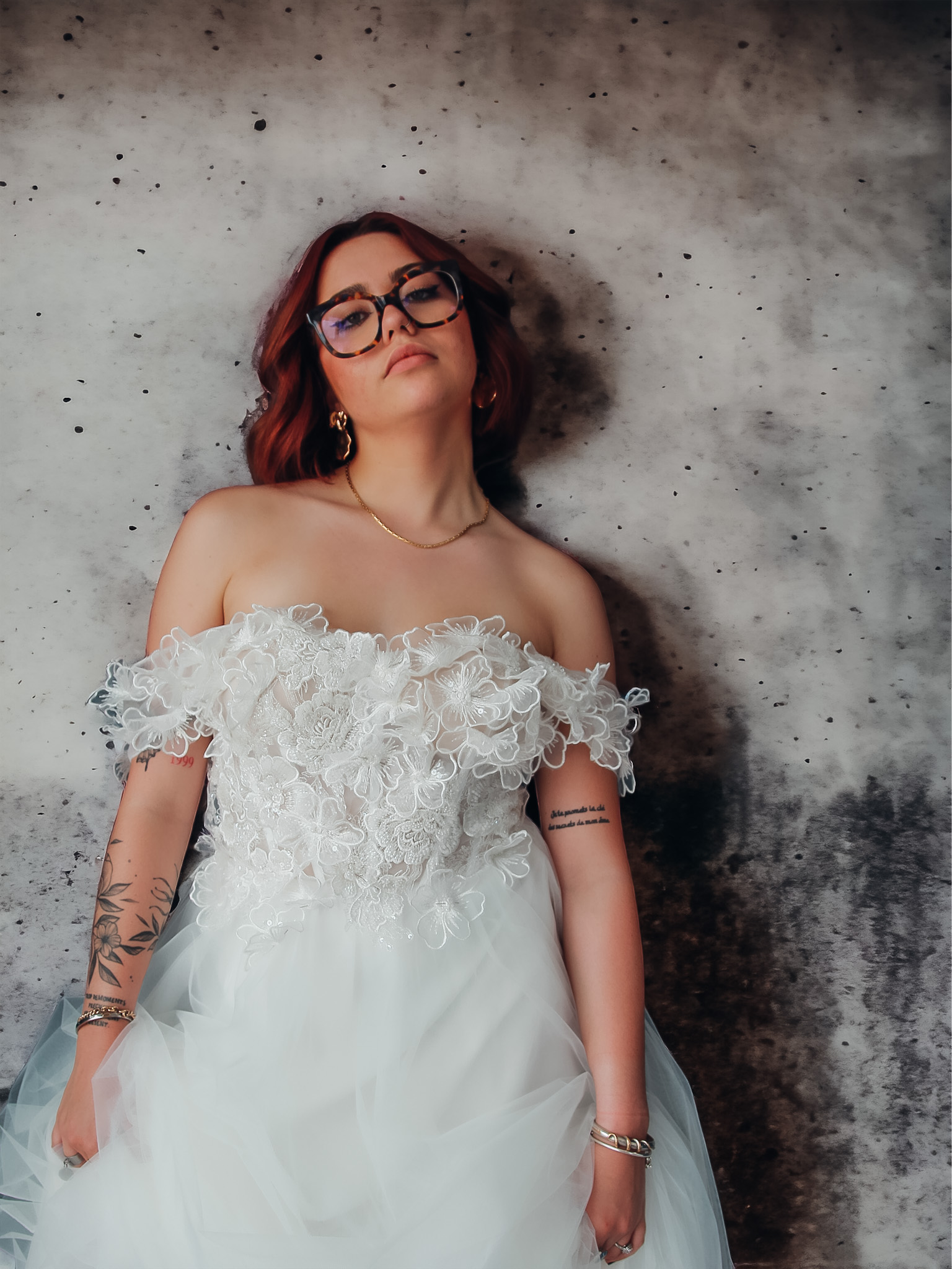Prototype robe de mariée en tulle et dentelle perlée Aria 